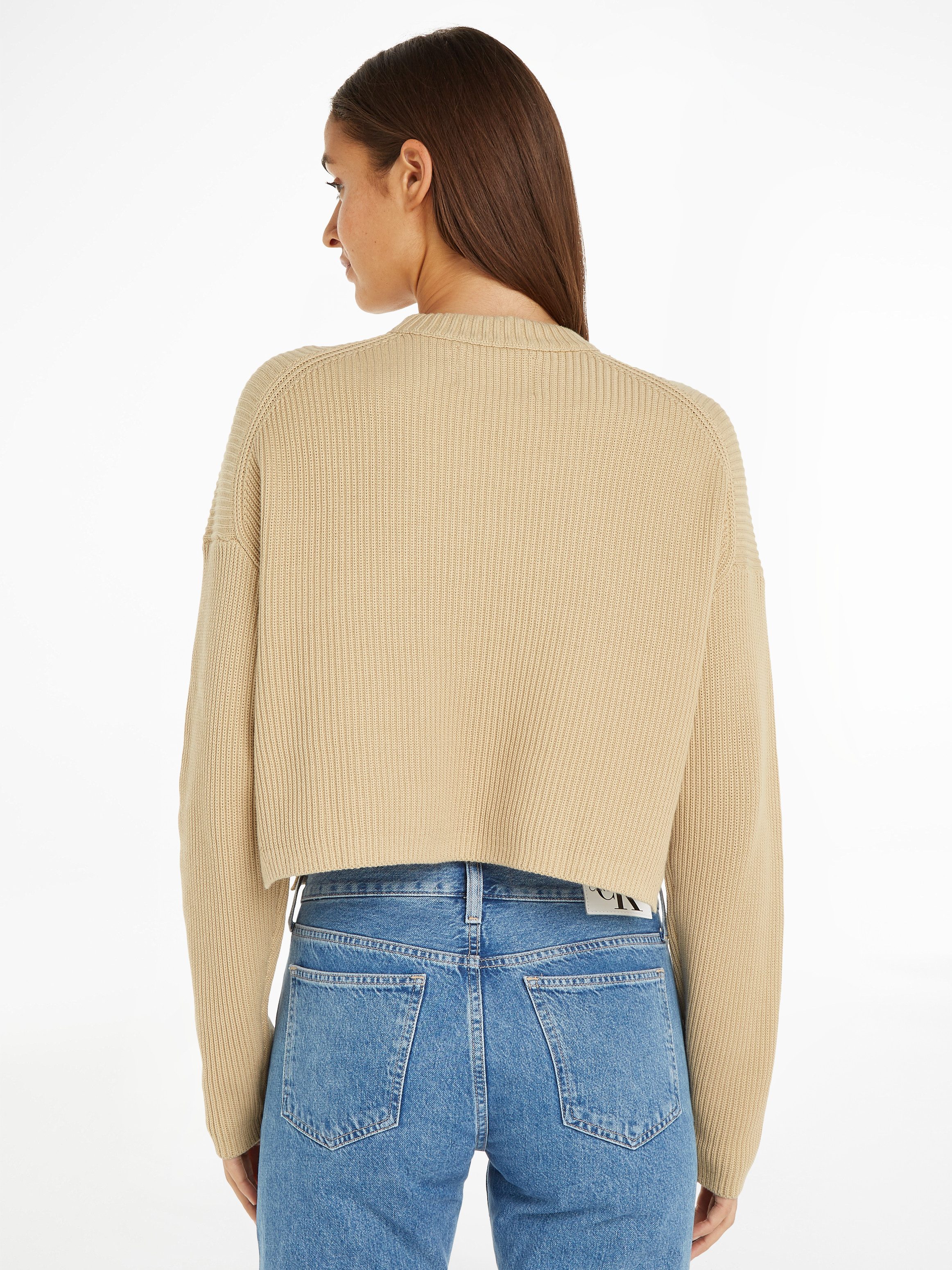 Calvin Klein Trui met staande kraag LOGO INTARSIA REGULAR SWEATER