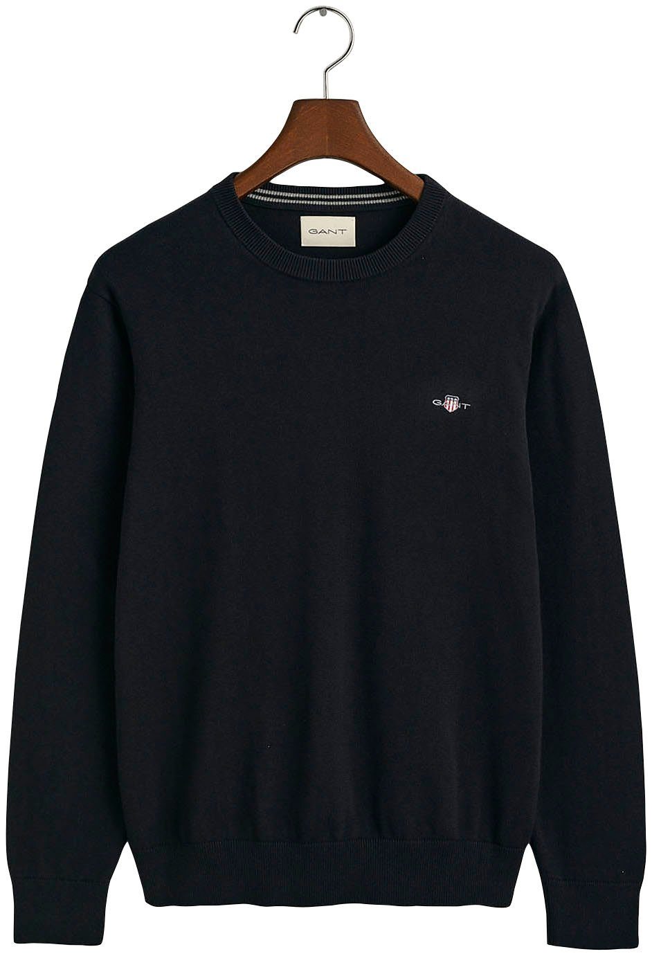Gant Trui met ronde hals CLASSIC COTTON C-NECK Premium breipullover van zachte 100% katoen, overgangspullover