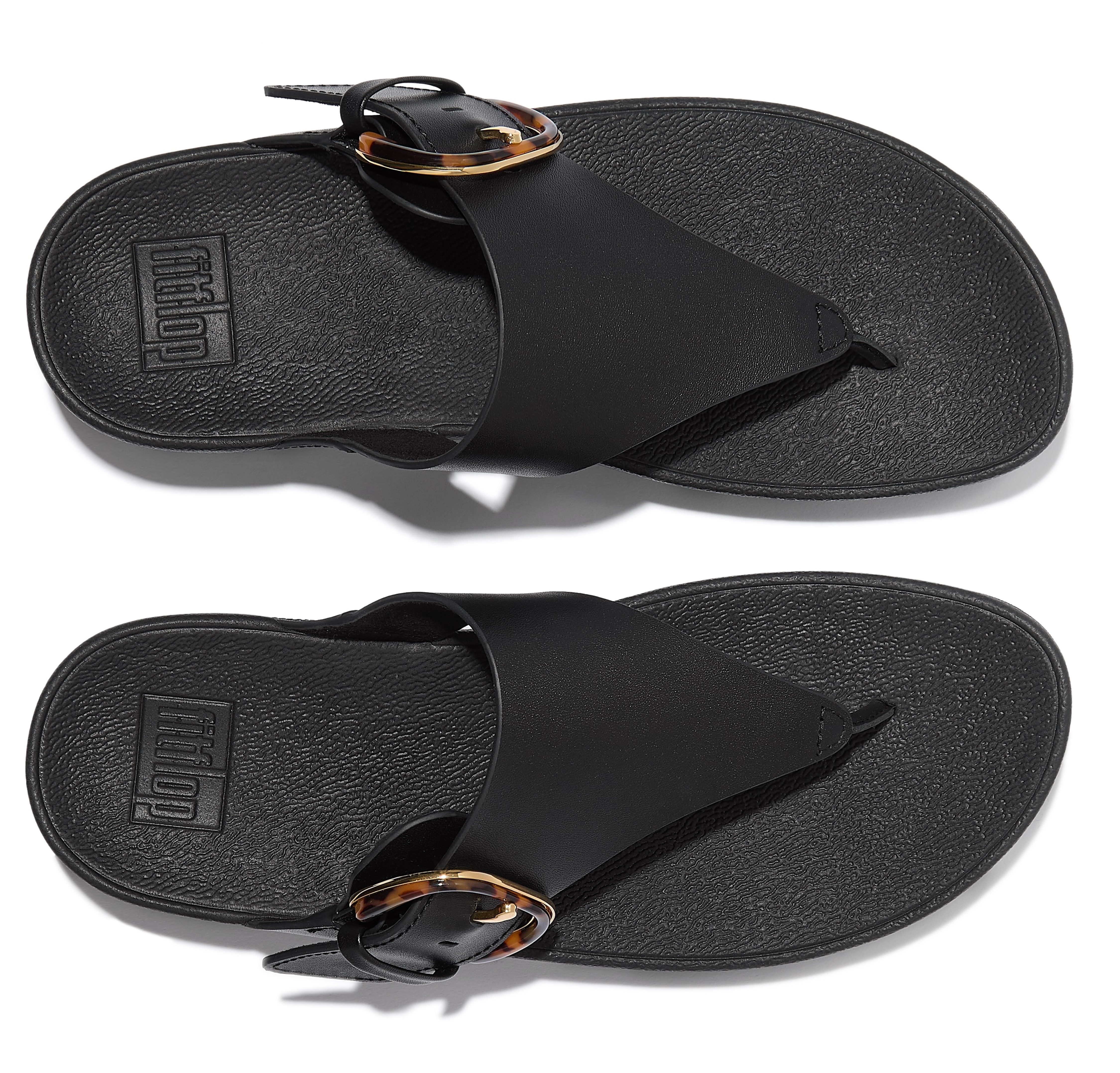 Fitflop Teenslippers LULU RESIN-BUCKLE LEATHER TOE-POST SANDALS