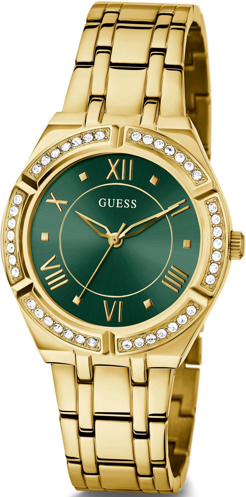 Guess Kwartshorloge Cosmo Horloge, dameshorloge, analoog, kristalstenen, stalen armband