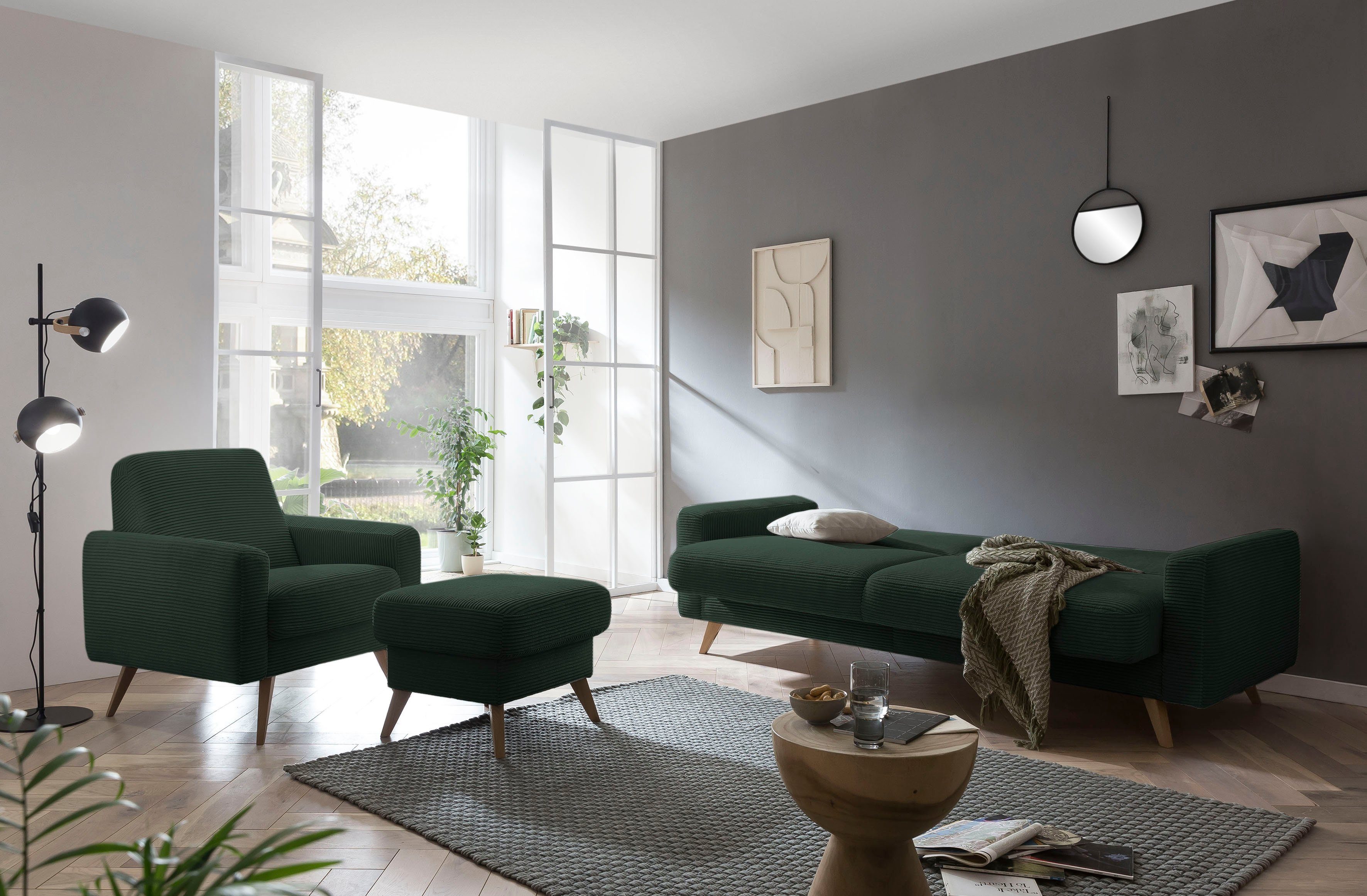 exxpo - sofa fashion 3-zitsbank Samso, elegant en comfortabel, actuele cord bekleding, kantelbank