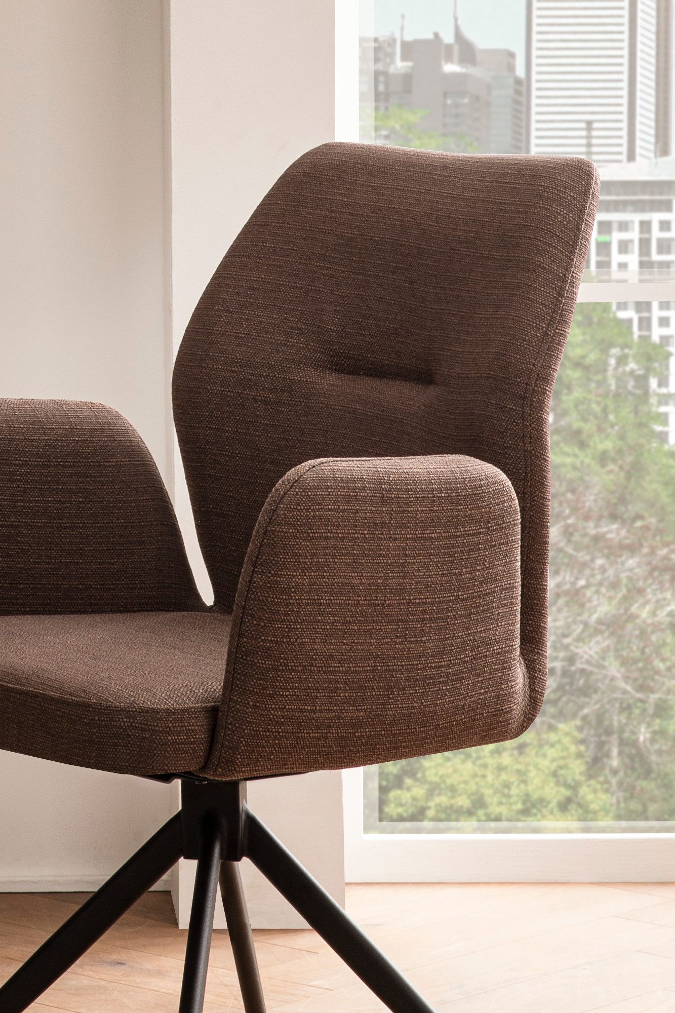 SalesFever Eetkamerstoel Taormina armstoel, frame zwart Eetkamerstoel met 180° draaifunctie (1 stuk)