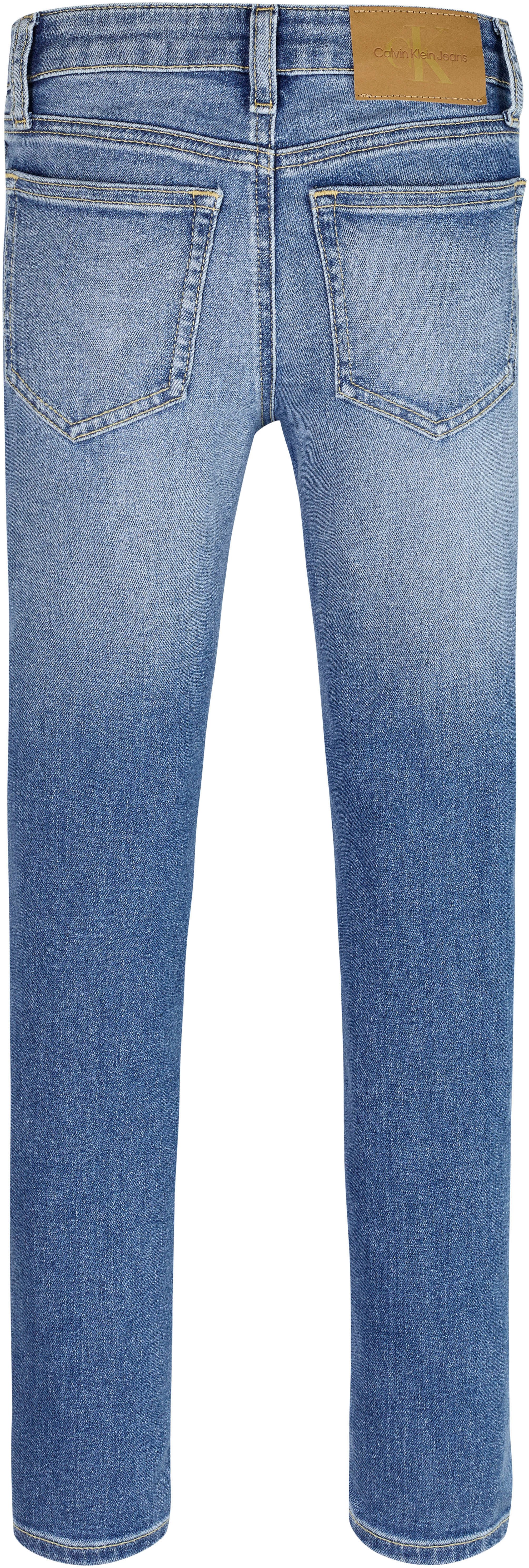 Calvin Klein Skinny fit jeans MR SKINNY ESS WASHED BLUE DENIM voor kinderen tot 16 jaar met logopatch