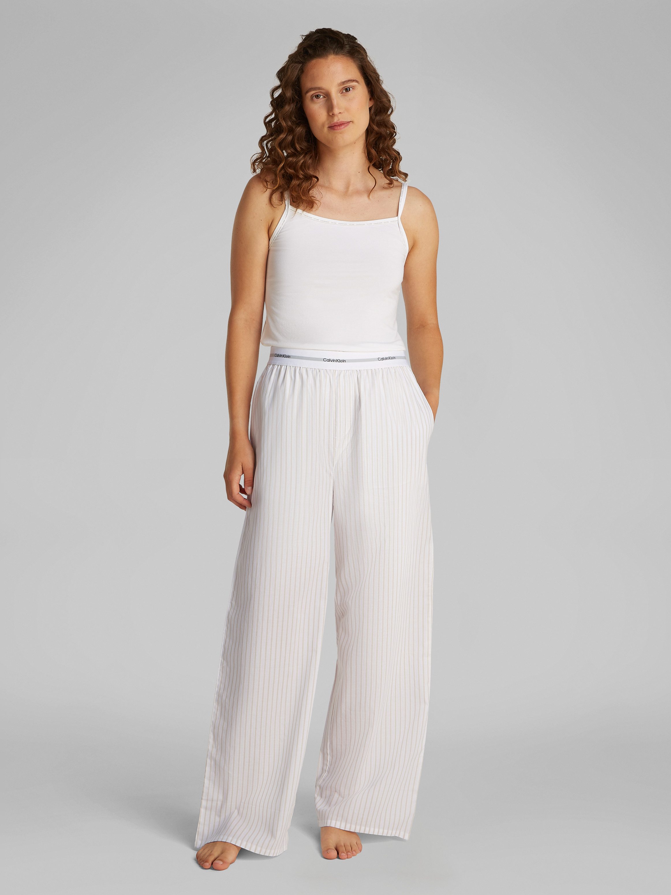 Calvin Klein Homewearbroek LOGO WB POPLIN PANT met elastische logo-tailleband