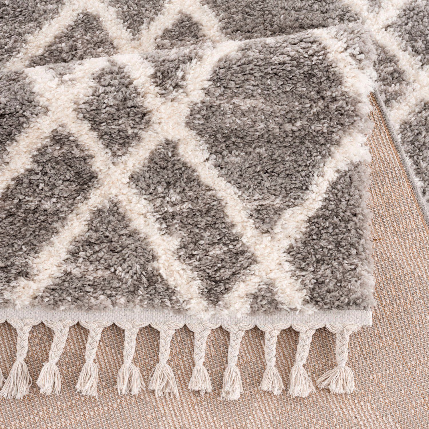 Carpet City Hoogpolig vloerkleed Pulpy 540 bijzonder zacht, met franje, ruiten-look