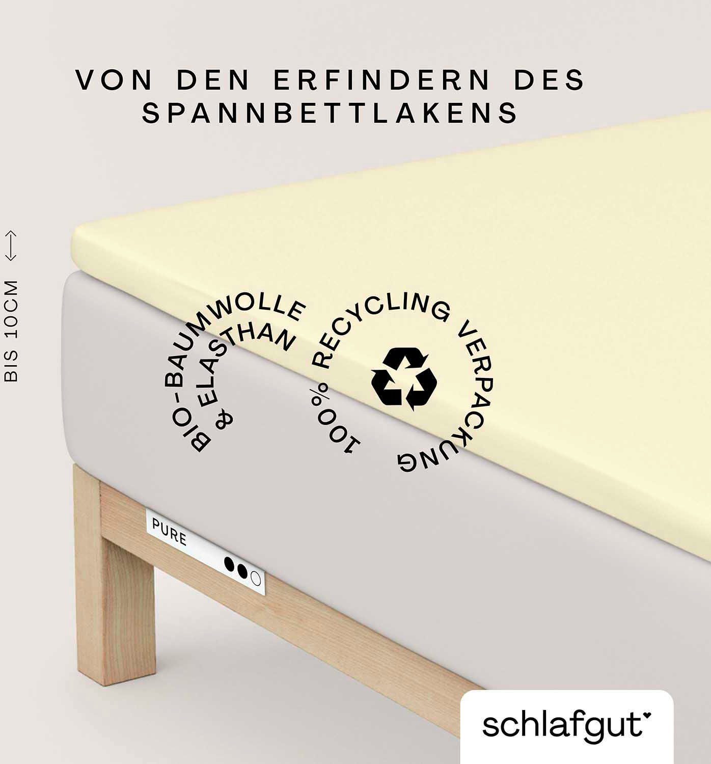 Schlafgut Hoeslaken PURE TOPPER in maat 90x200, 140x200 of 180x200 cm, hoes voor topper van 100% biologische katoen, voor matrassen tot 10 cm hoogte,