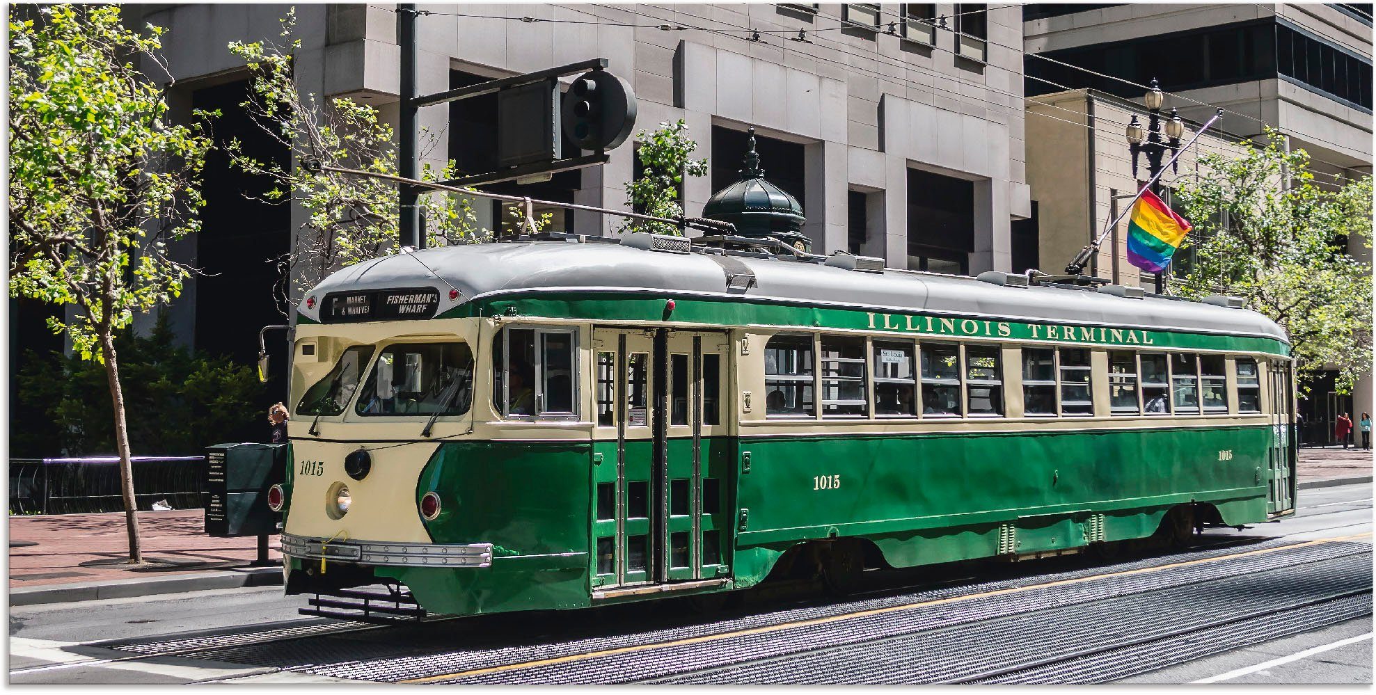 Artland Artprint Historische tram in San Francisco in vele afmetingen & productsoorten - artprint van aluminium / artprint voor buiten, artprint op linnen, poster, muursticker / wa