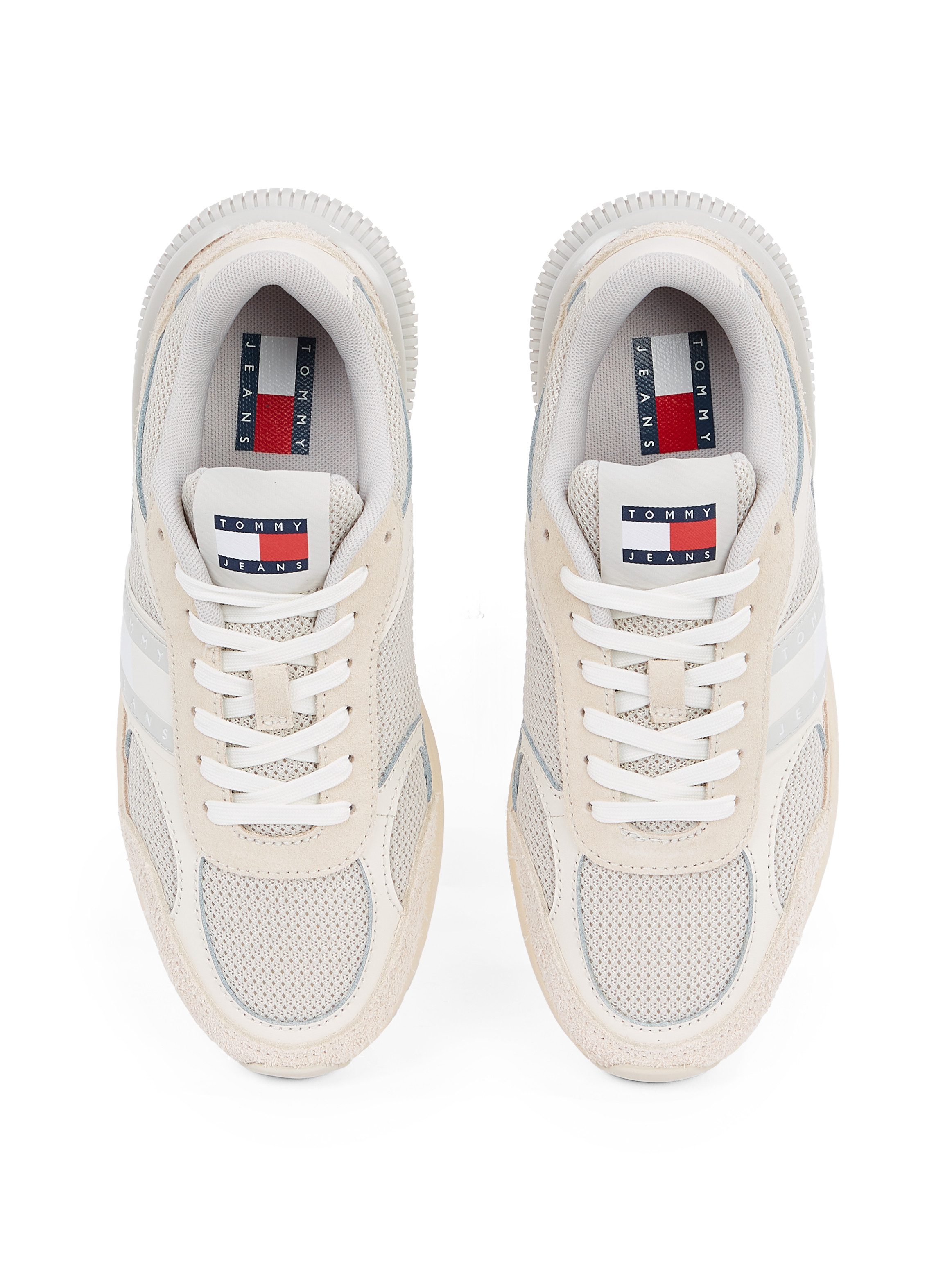 TOMMY JEANS Plateausneakers TJW TECH RUNNER vrijetijdsschoen, lage schoen, veterschoen in materiaal-mix