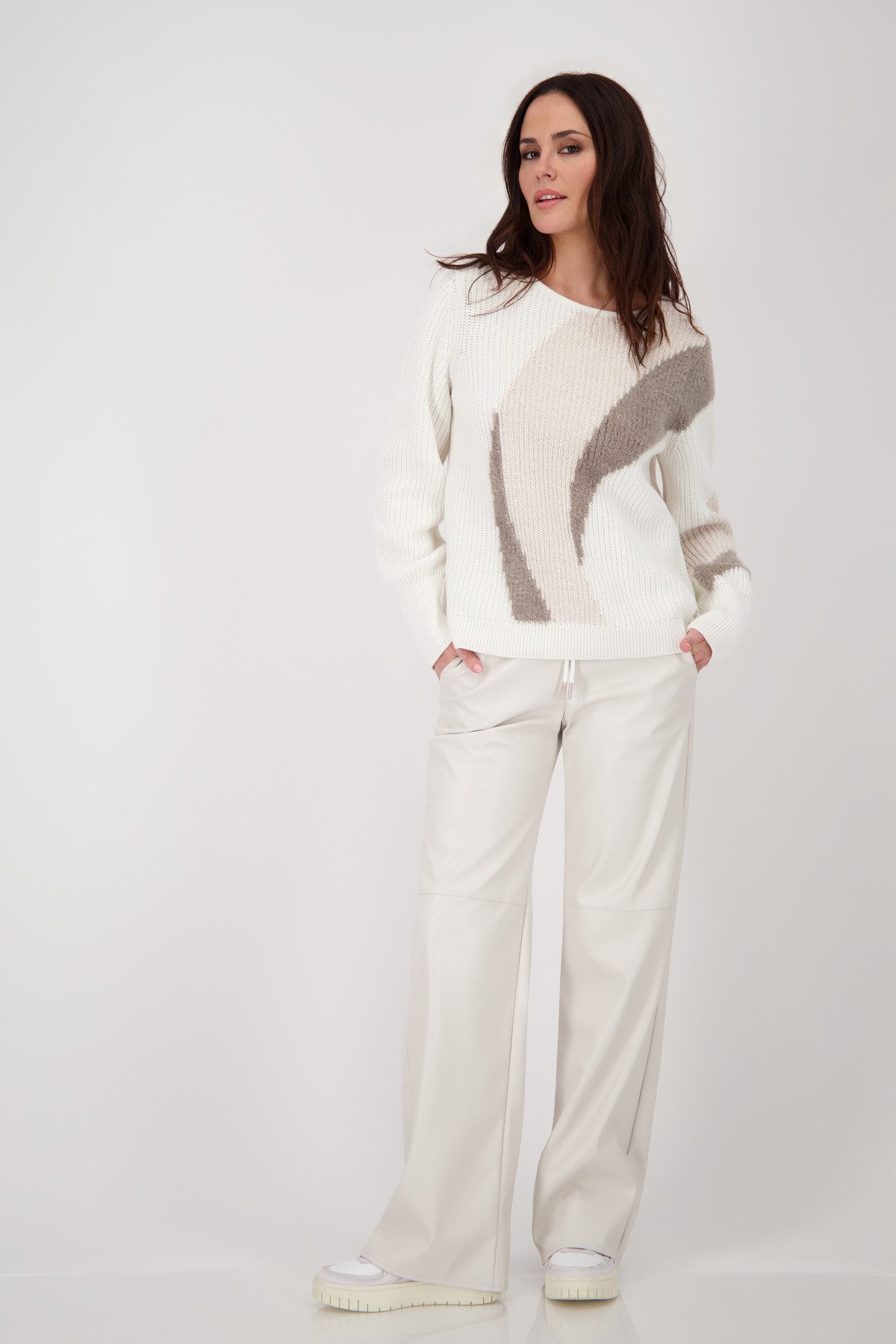 Monari Gebreide trui Pullover Intarsia