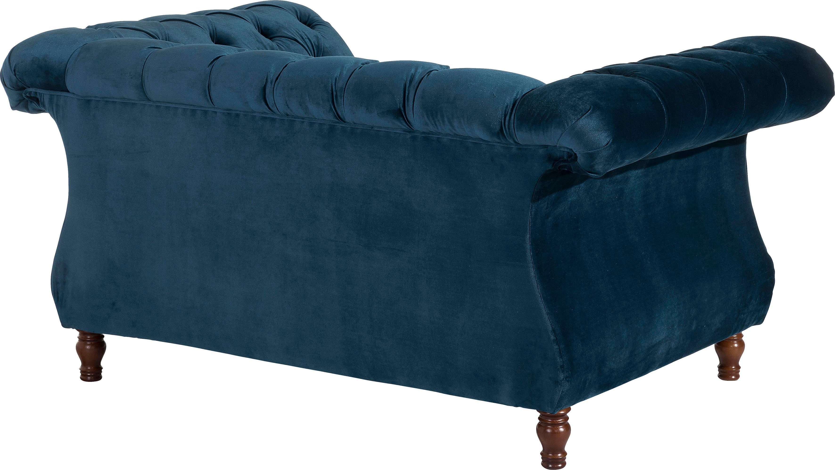 Max Winzer® Loveseat Isabelle, loungestoel Capitonnage & gedraaide poten in beuken notenkleur, breedte 167 cm