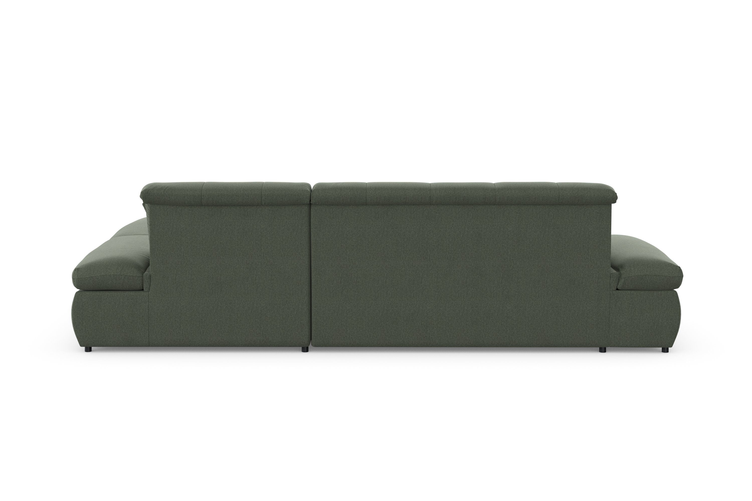 DOMO collection Hoekbank Moric, L-vorm, XXL-bank - Breedte 300cm keuze met bedfunctie en armleuningverstelling, donkergroen