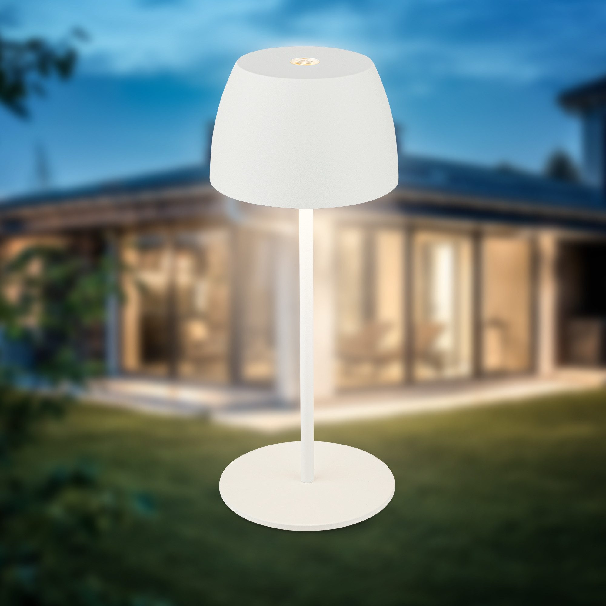 B.K.Licht Tafellamp voor buiten BK_TL1605 Mini Accu LED tafellamp, touchdimmer, met USB-C 2.700 k, 150 lm, 2,5w, ip44, verwisselbare accu, 4h-24h brandduur, wit (1 stuk)