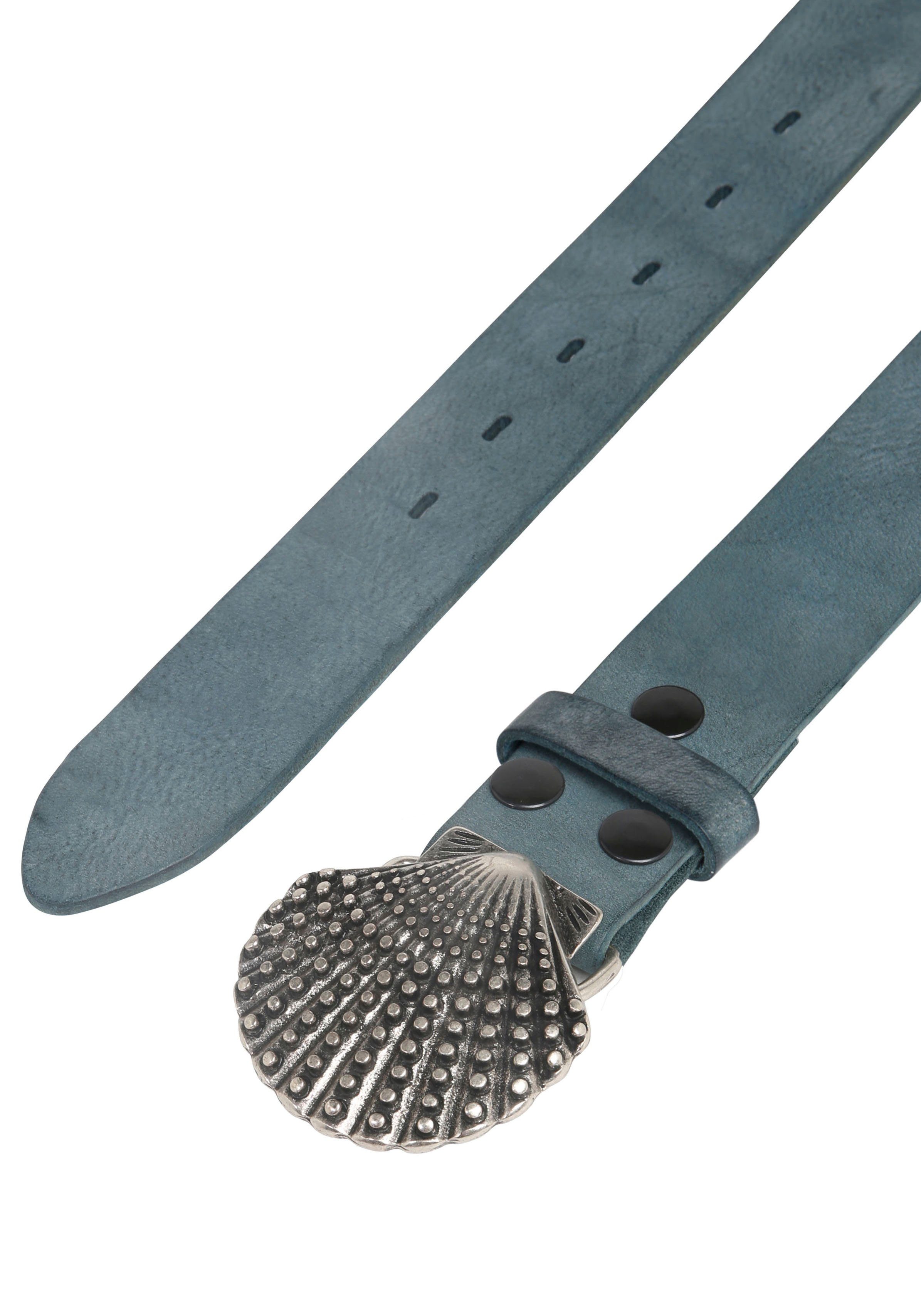 RETTUNGSRING by showroom 019° Leren riem met verwisselbare sluiting "schelp nieten"