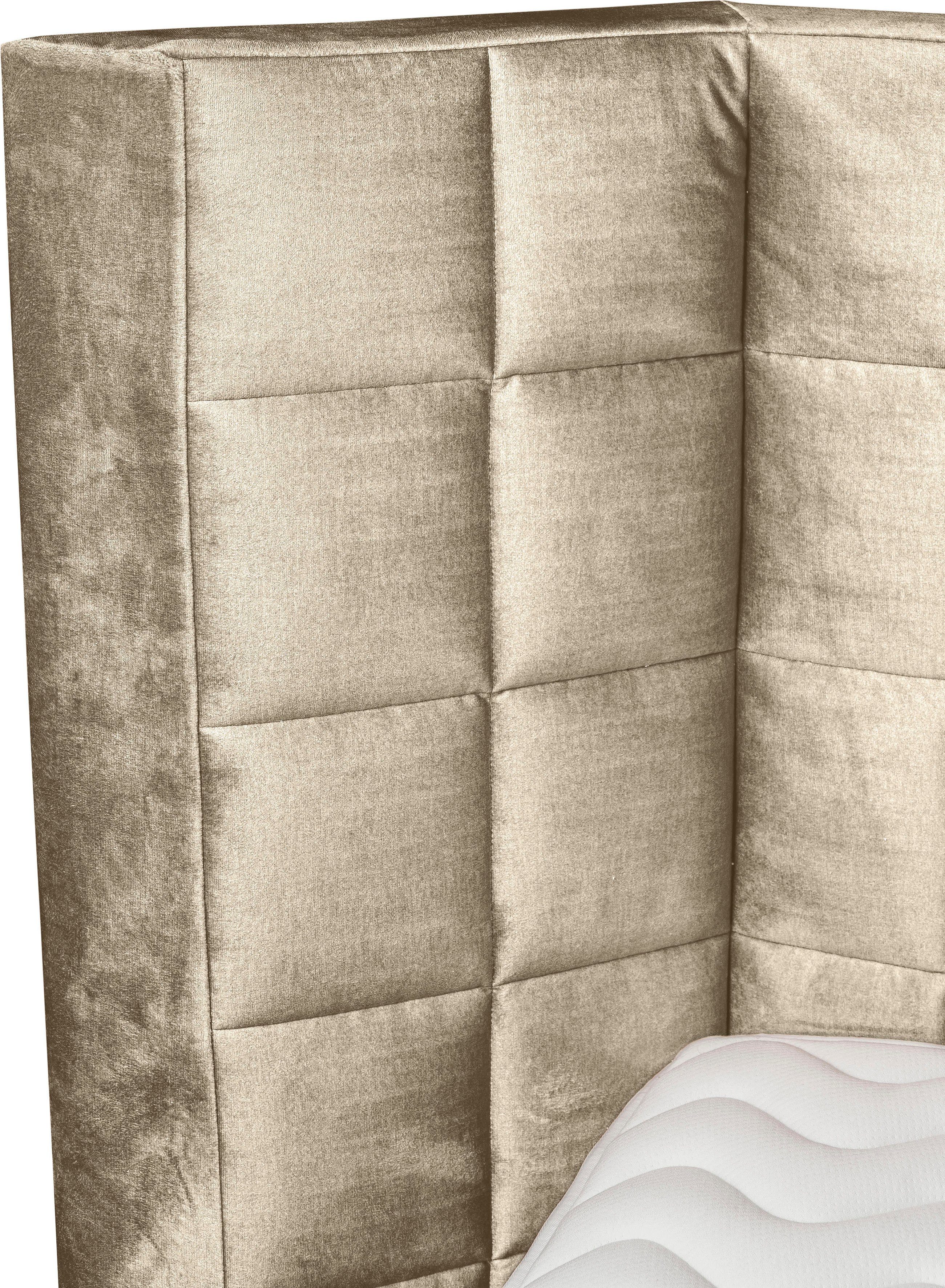 Places of Style Boxspring Piazza met stiksels en hoofdbord met vleugels opzij