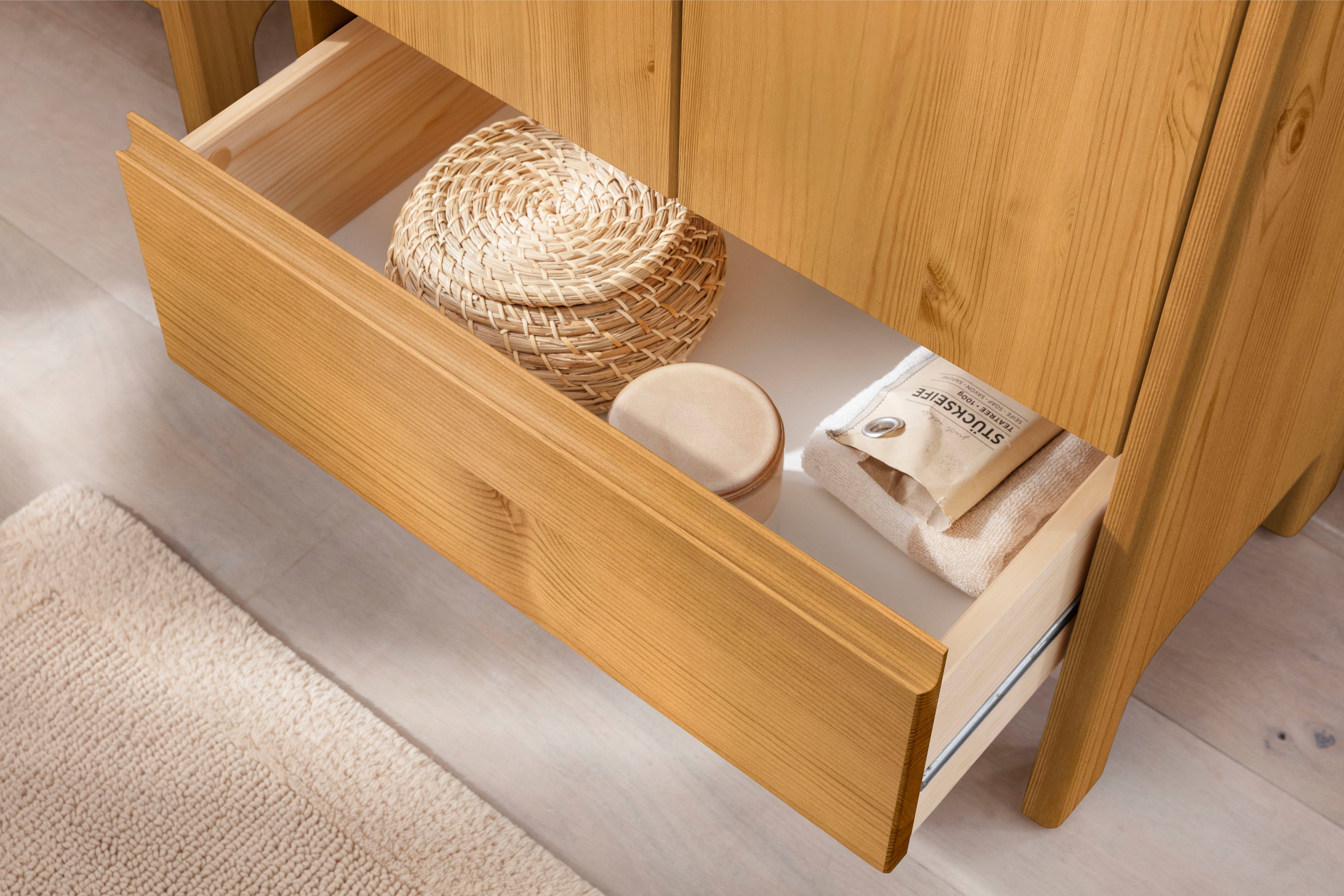 OTTO products Wastafelonderkast Jorrick Breedte 60 cm, grenen met bio olie/was behandeld, sifonuitsparing