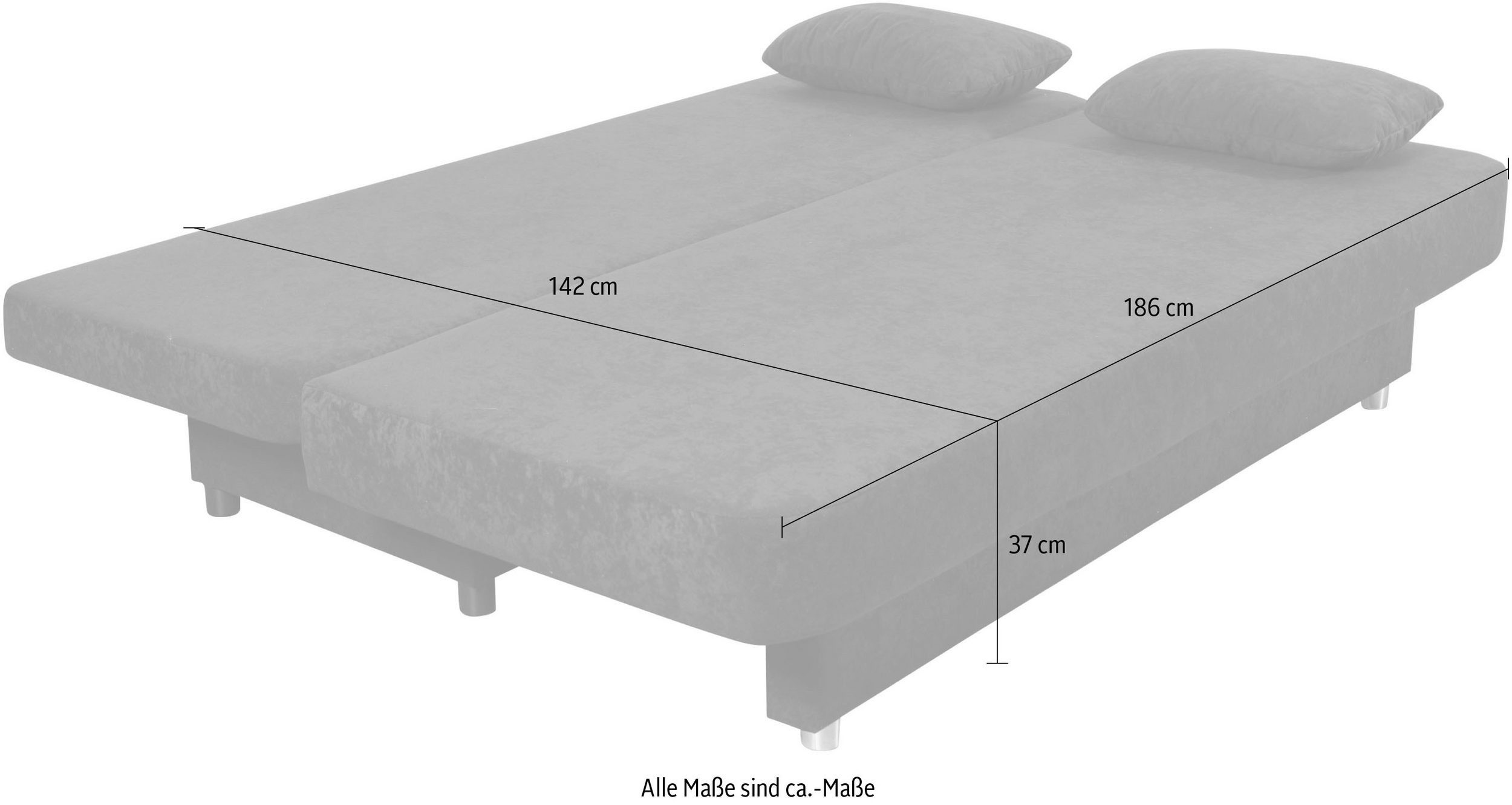 COLLECTION AB Slaapbank ULLA inclusief bedfunctie en opbergruimte Slaapbank, bedfunctie, bedlade, incl. rugkussens, armleuningkussens
