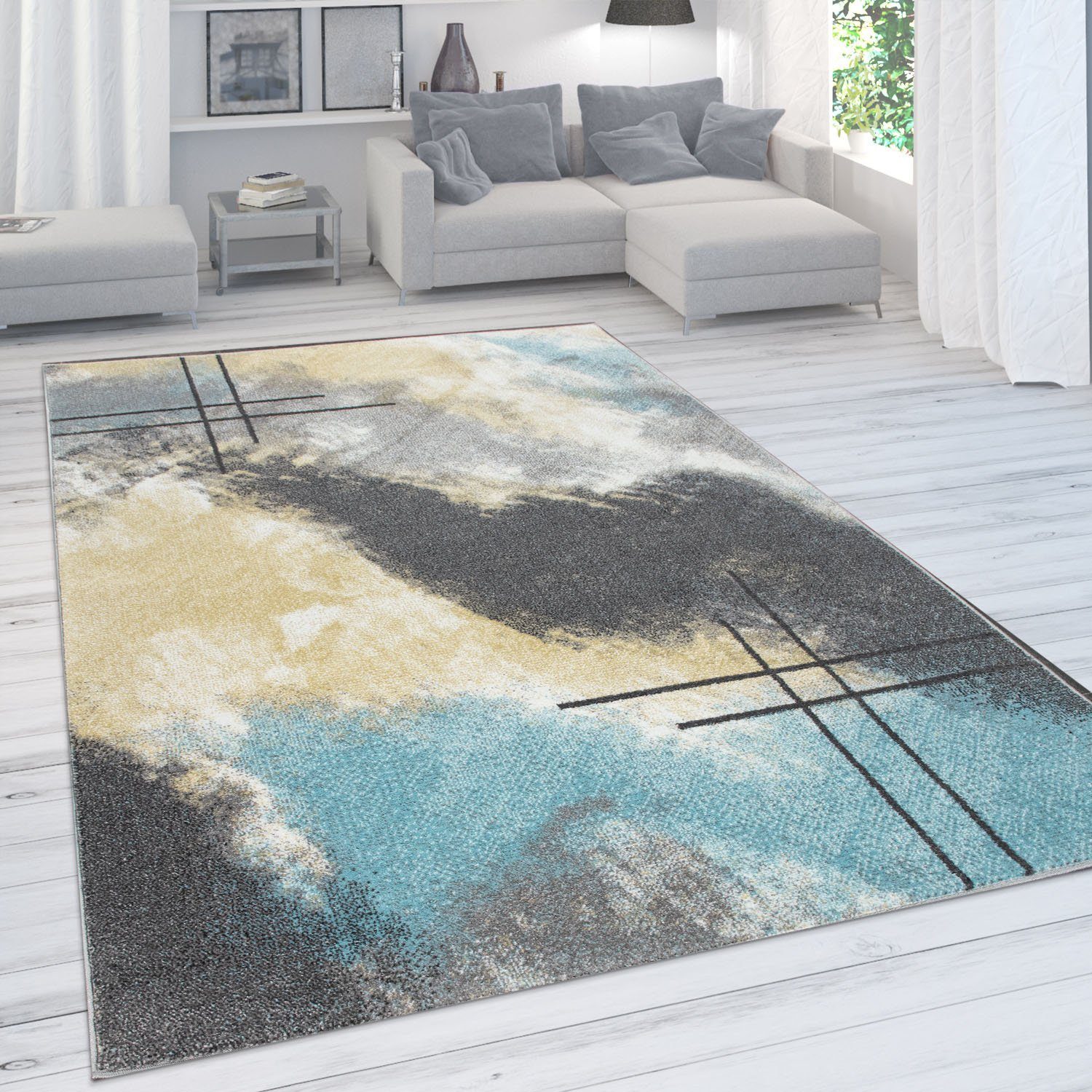Paco Home Vloerkleed Petit 481 Korte pool, modern abstract motief, pastelkleuren