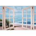 home affaire artprint op linnen d. romanello - strandlopers voor het raam (1 stuk) multicolor