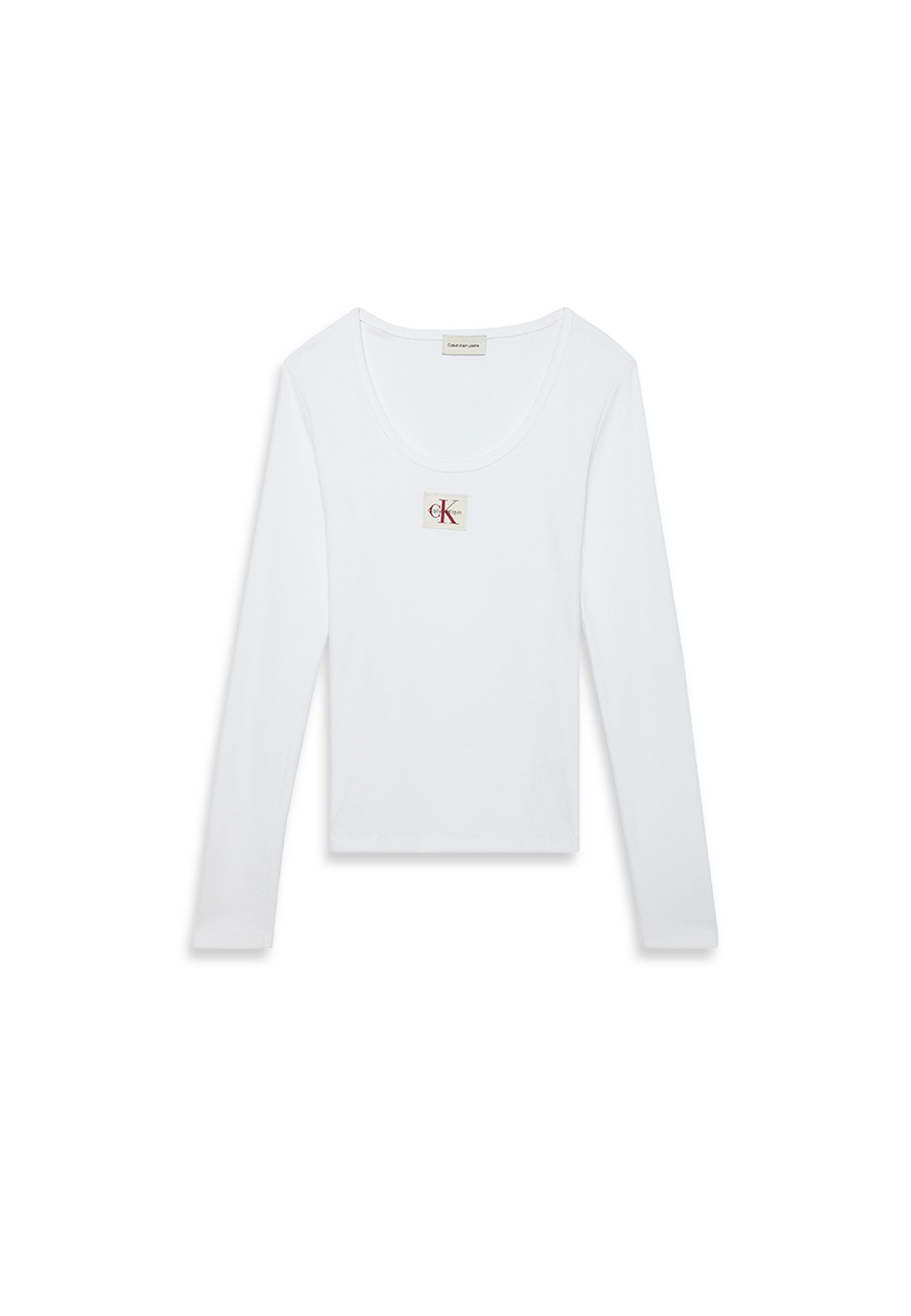 Calvin Klein Shirt met lange mouwen LS WOVEN LABEL 2X2 RIB SCOOP NEC