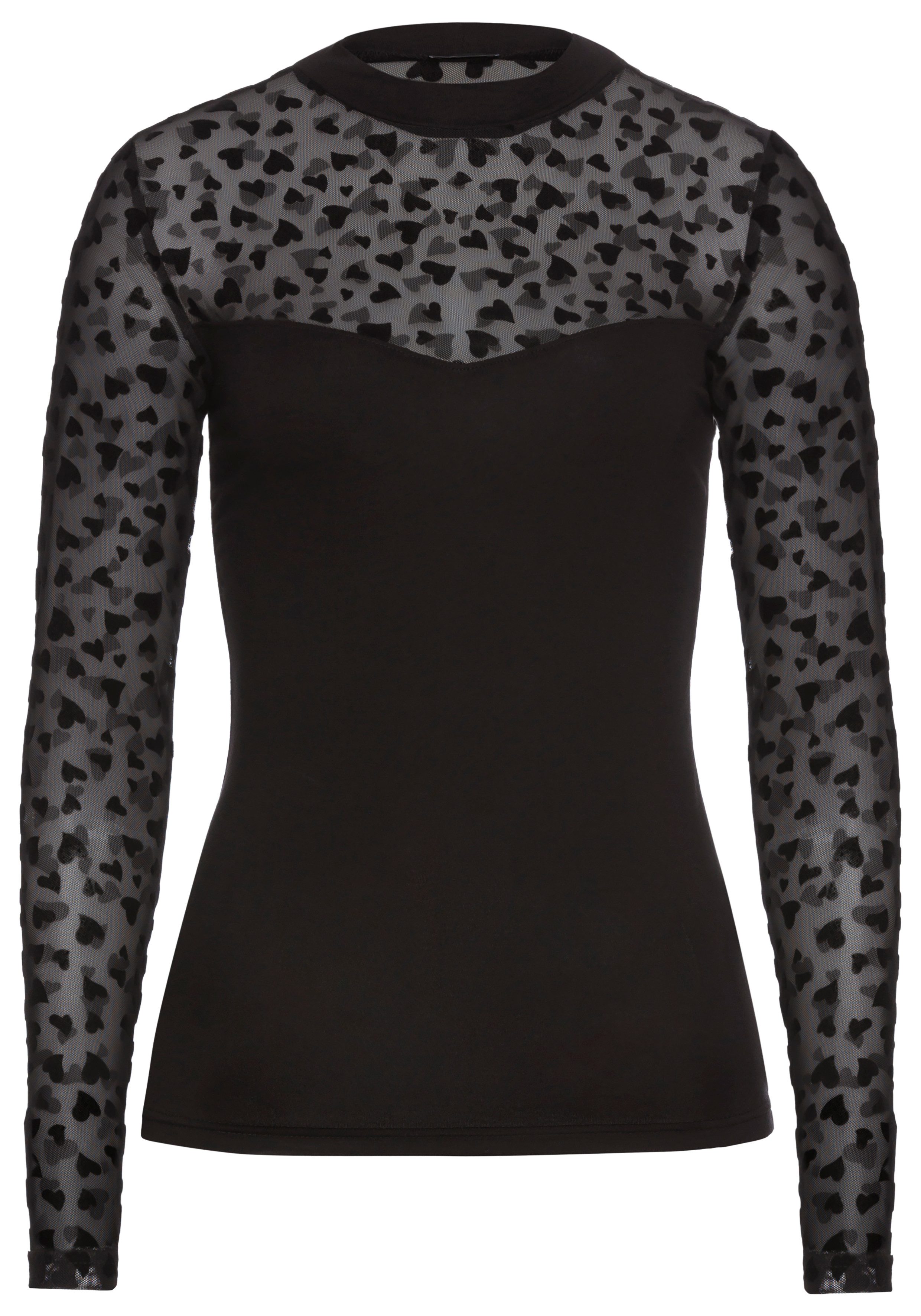 Laura Scott Shirt met lange mouwen met speelse meshelement