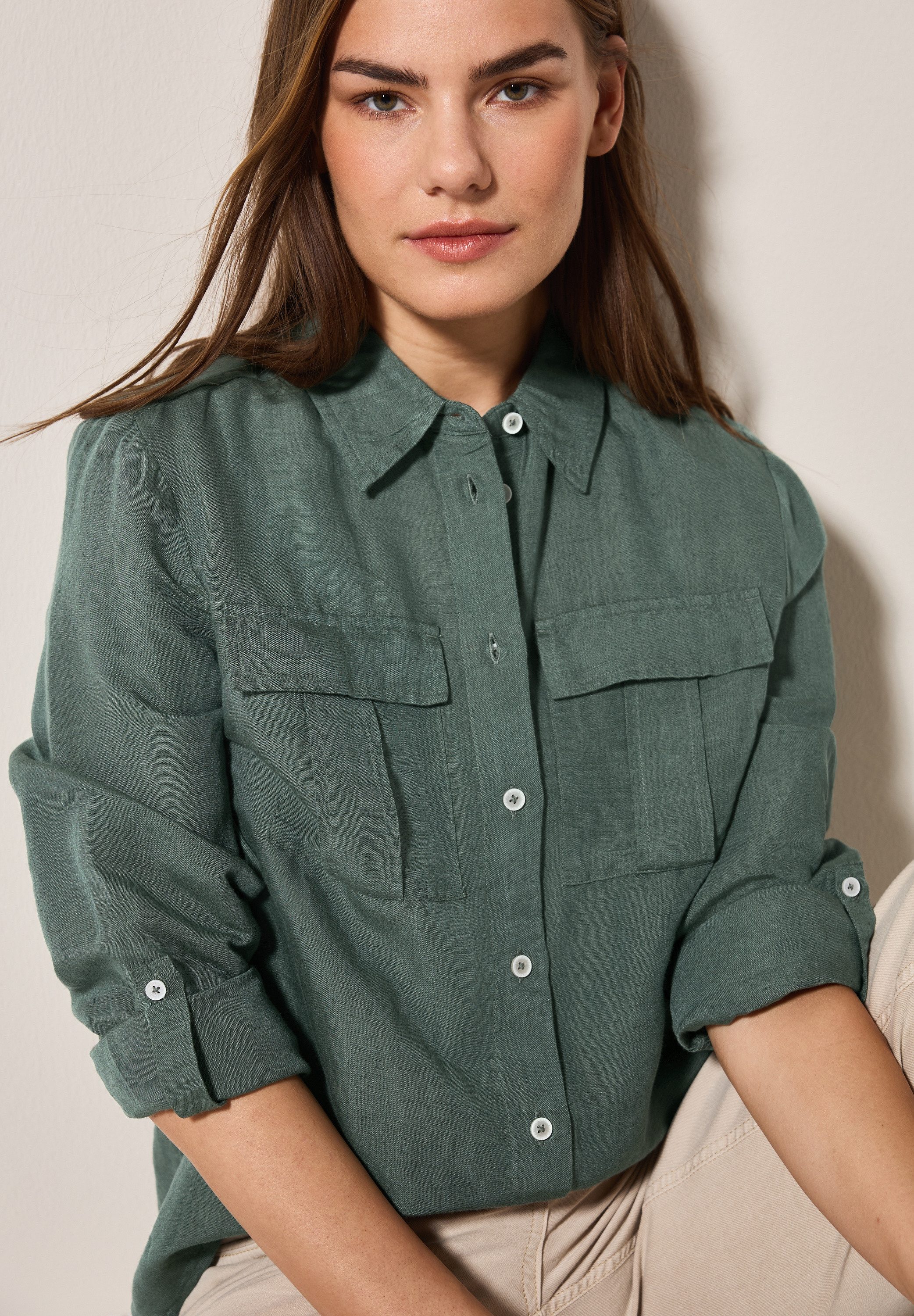 Cecil Blouse met lange mouwen met knoop bij de zoom