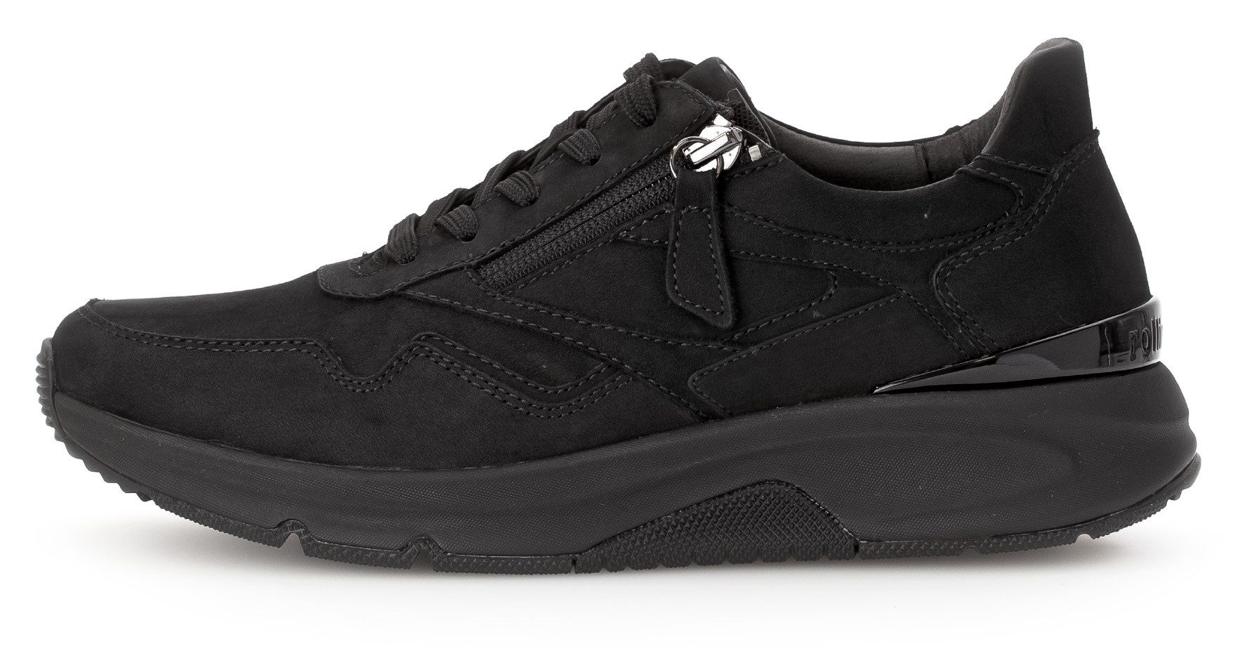 Gabor Rollingsoft Sneakers met sleehak vrijetijdsschoen, lage schoen, veterschoen, logo op de hiel