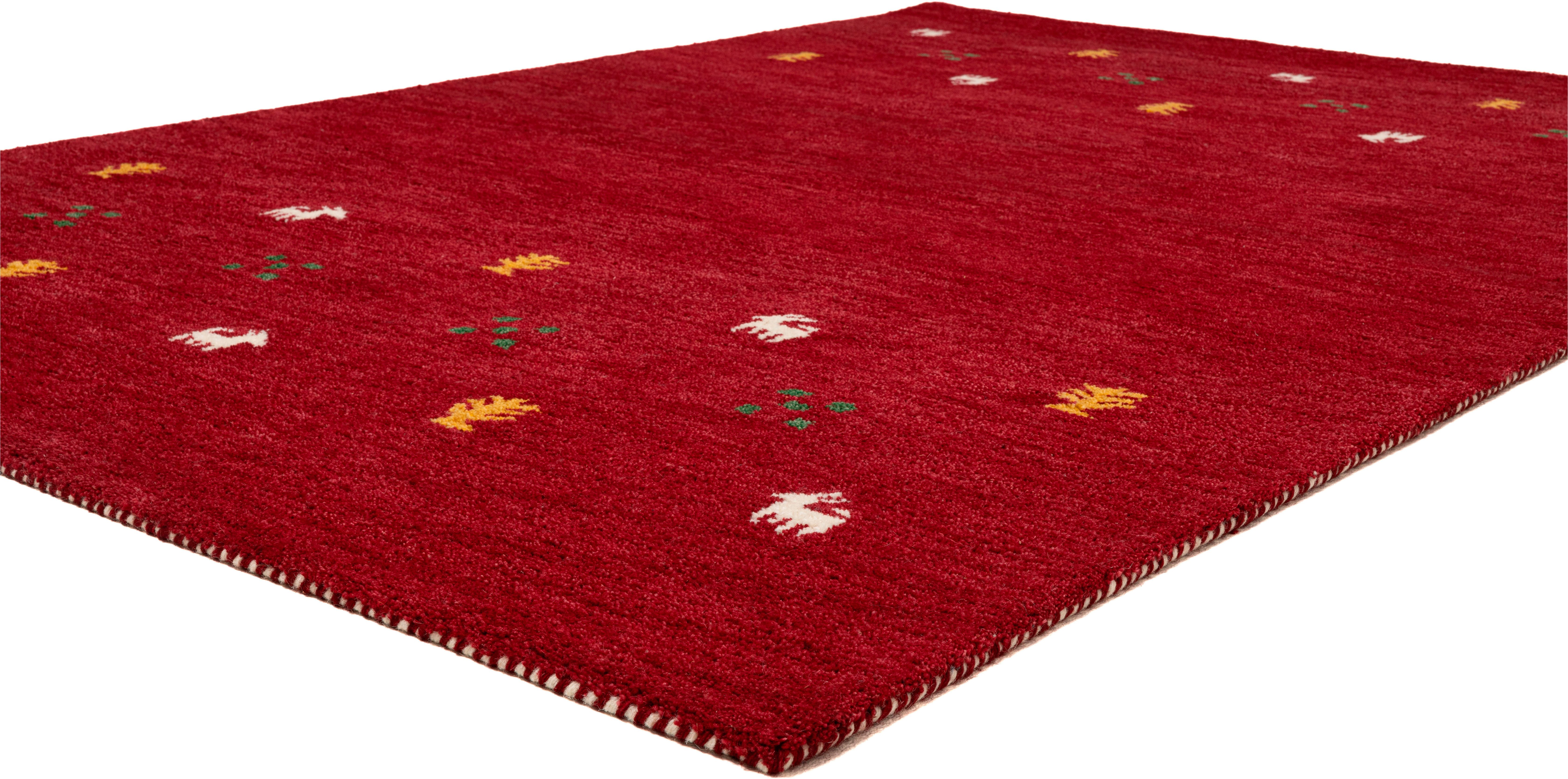 THEKO Wollen kleed Gabbeh motief, handgeweven tapijt, dierenmotief, 100% wol, handgeweven