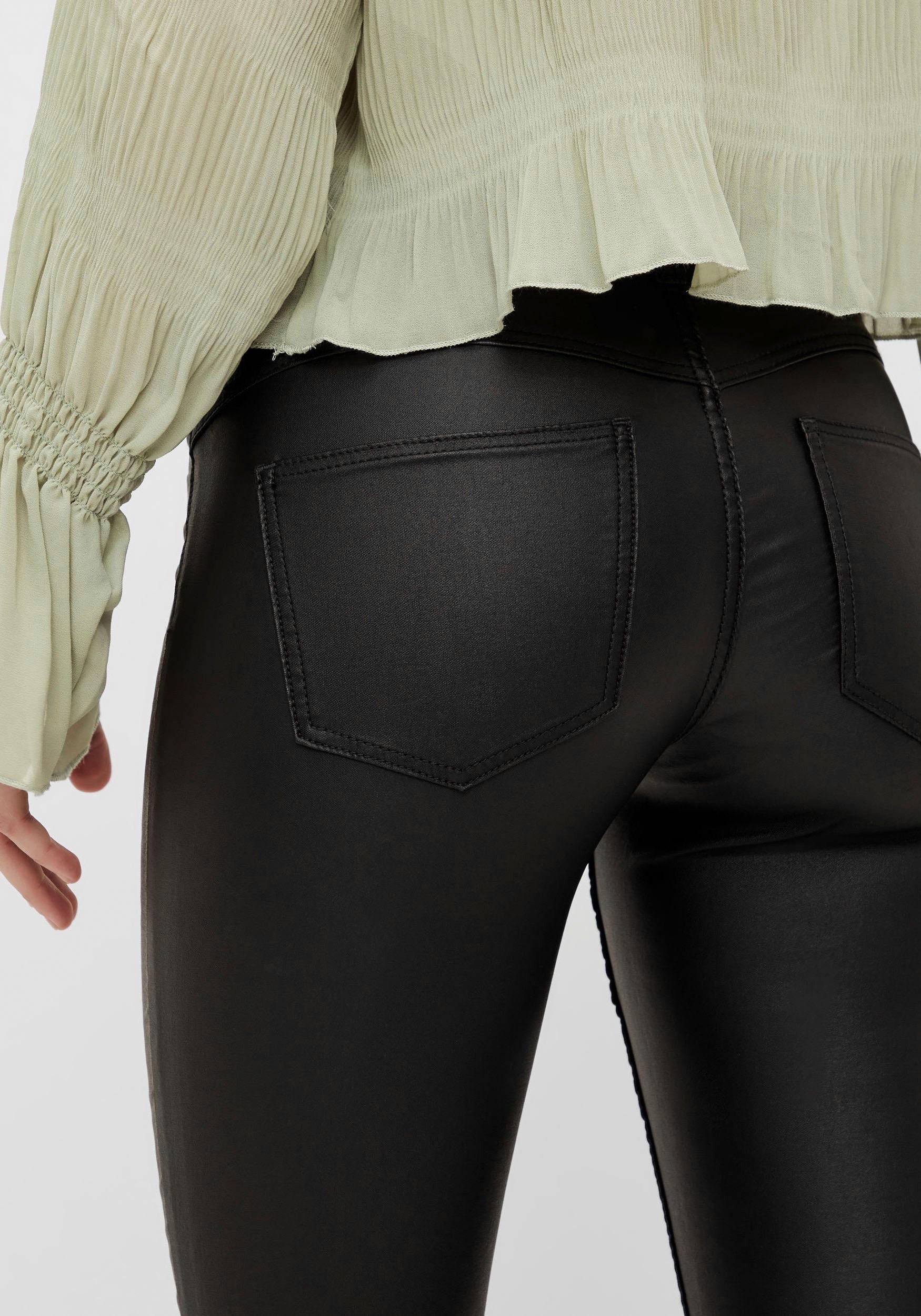 pieces Imitatieleren broek PCSHAPE-UP PARO SKN MW COATED/NOOS BC