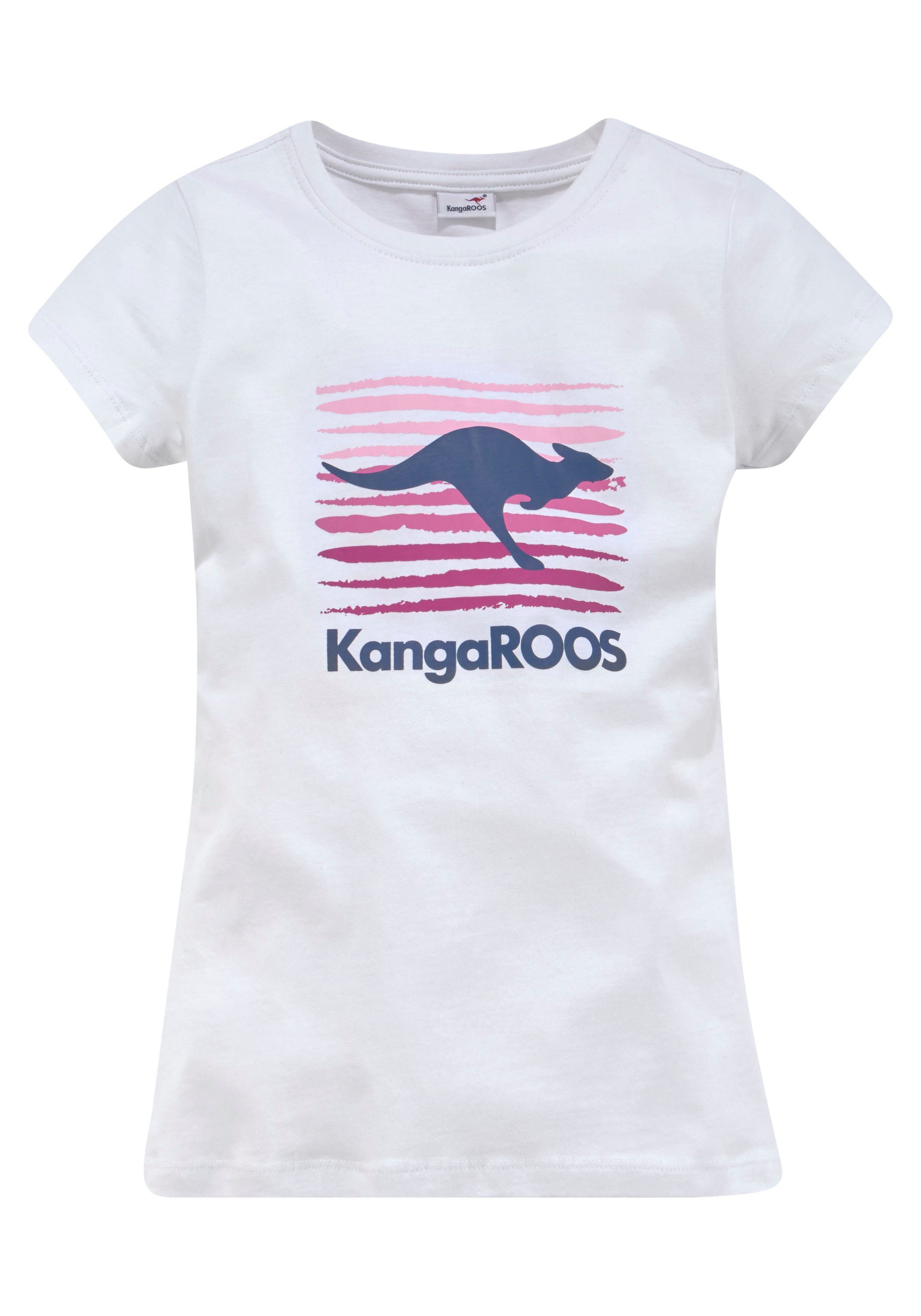 KangaROOS T-shirt Korte mouwen, getailleerde snit, met logoprint, ronde hals