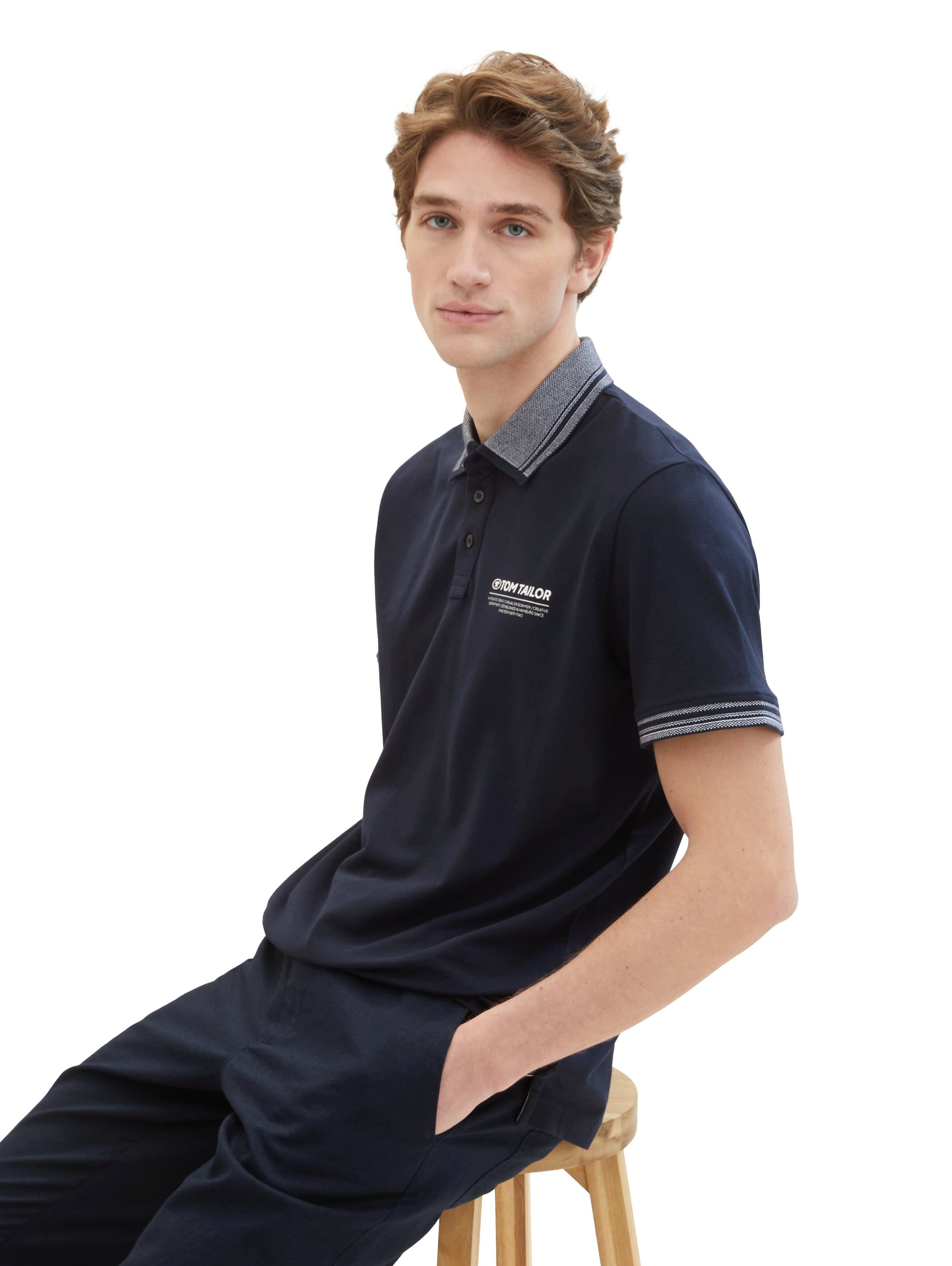 Tom Tailor Poloshirt met logo opschrift op borsthoogte