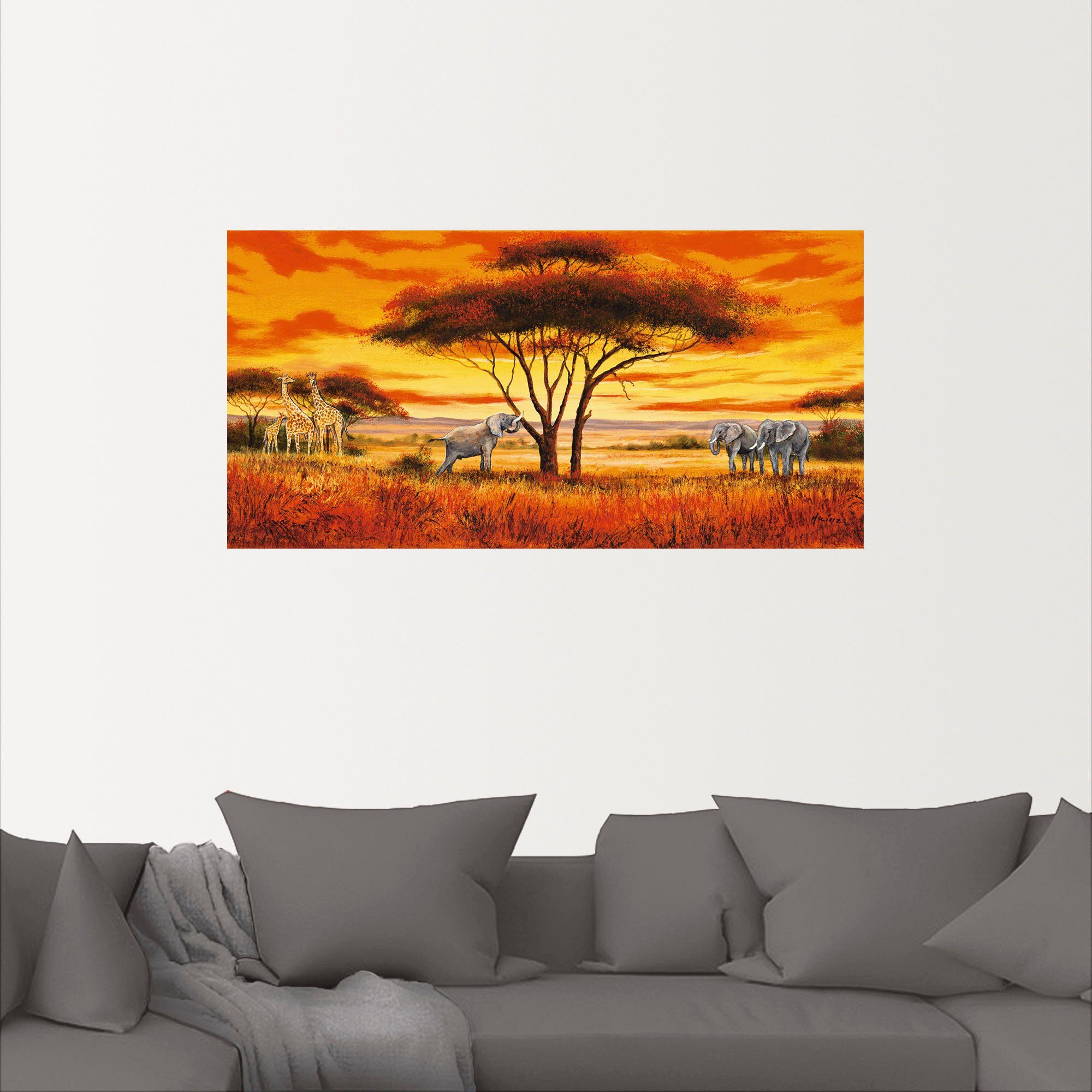 Artland Artprint Afrikaans landschap II als artprint van aluminium, artprint op linnen, muursticker, verschillende maten