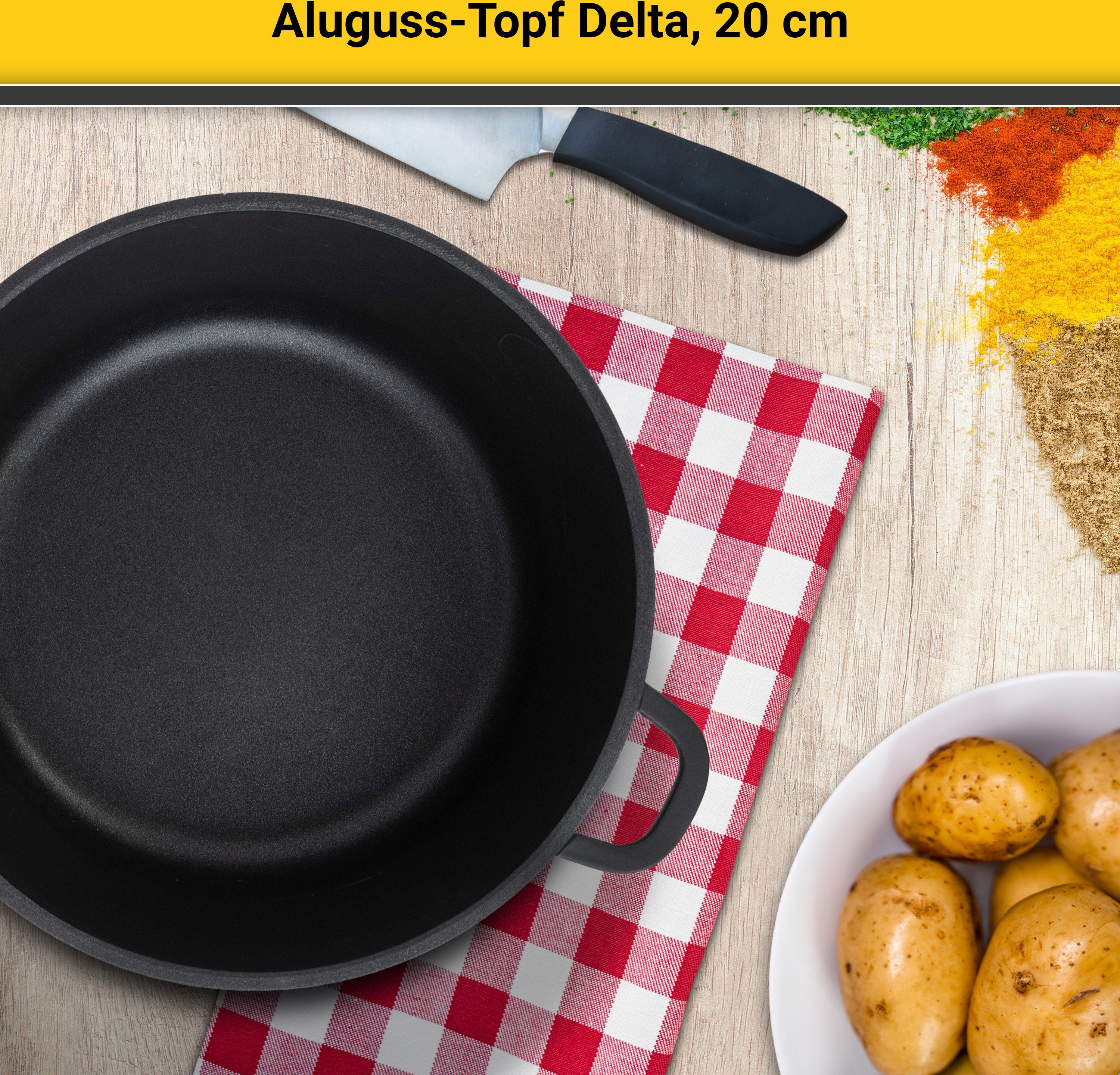 Krüger Braadpan Gietaluminium braadpan met glazen deksel delta