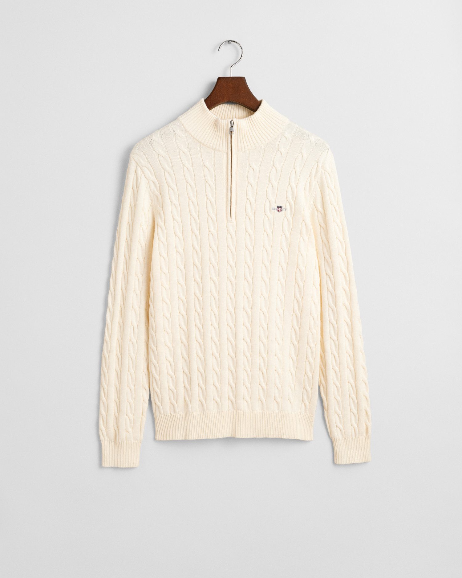Gant Gebreide trui COTTON CABLE HALF ZIP