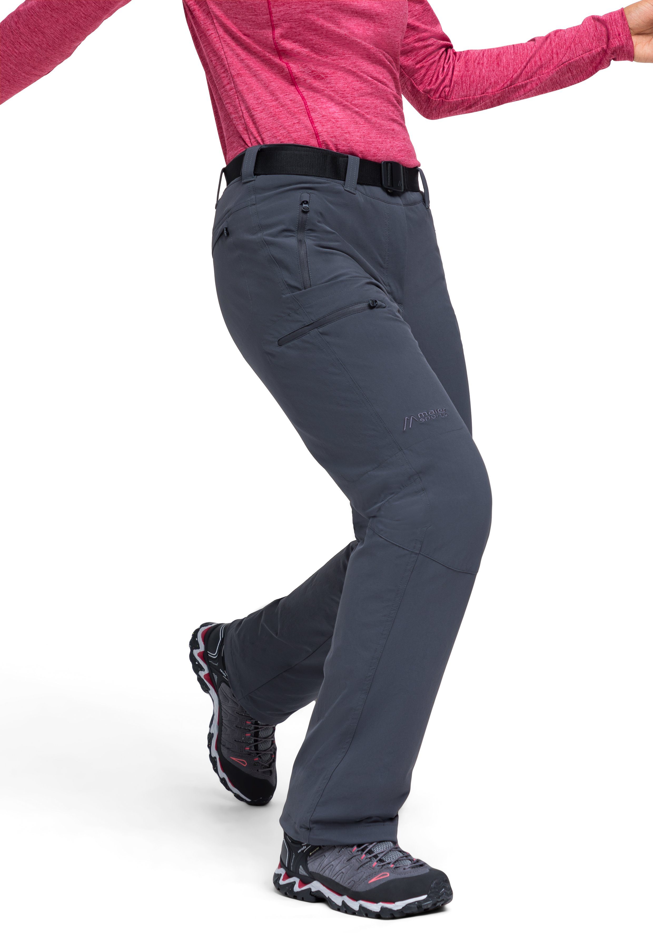 Maier Sports Functionele broek Rechberg Dames outdoorbroek gevoerd, wandelbroek met 4 ritszakken, regular fit