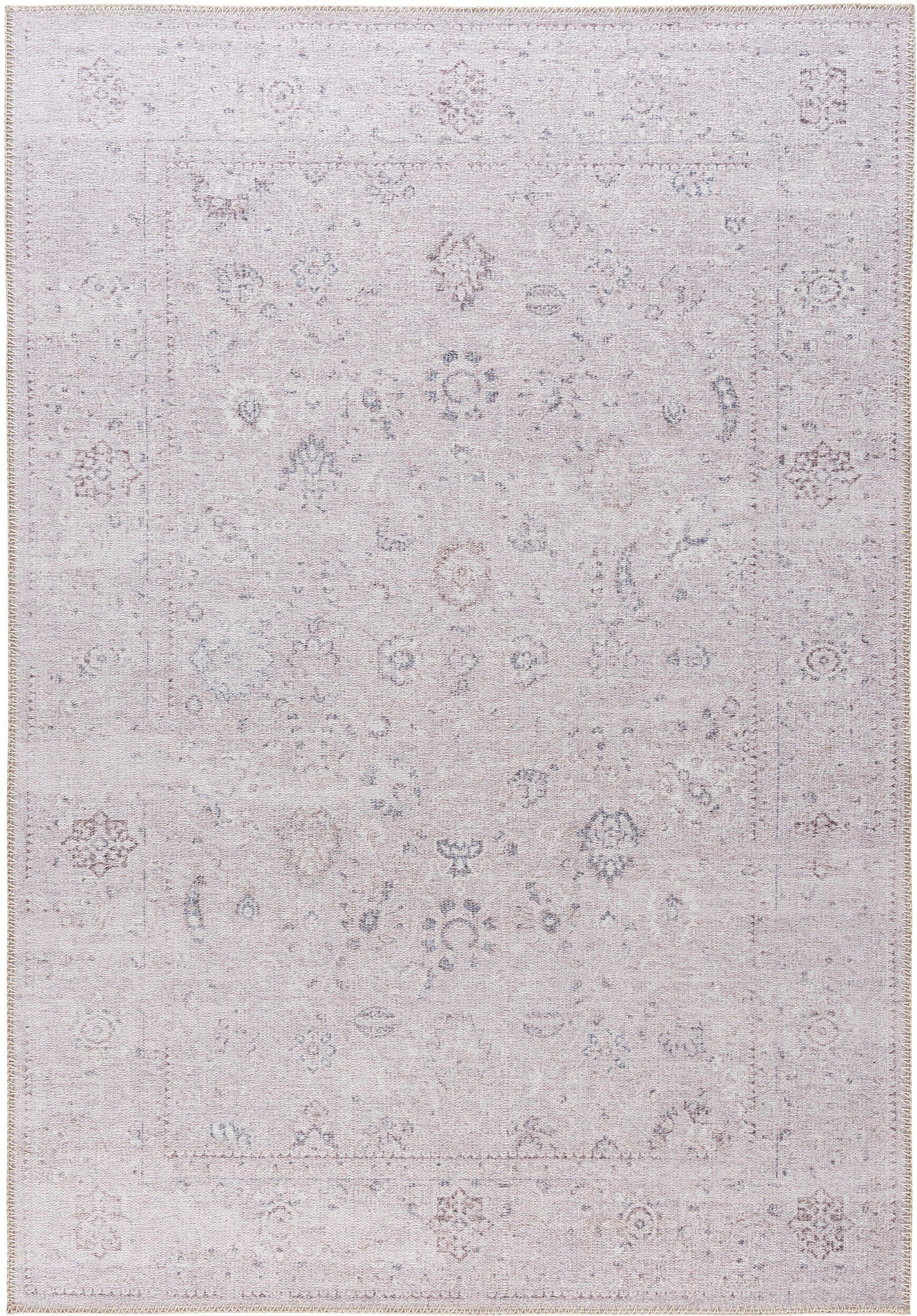Sehrazat Vloerkleed Vintage 3580 Korte pool, wasbaar, chenille met katoen, woonkamer moderne vloerkleden maat 120 cm x 170 cm x 4 mm grijs