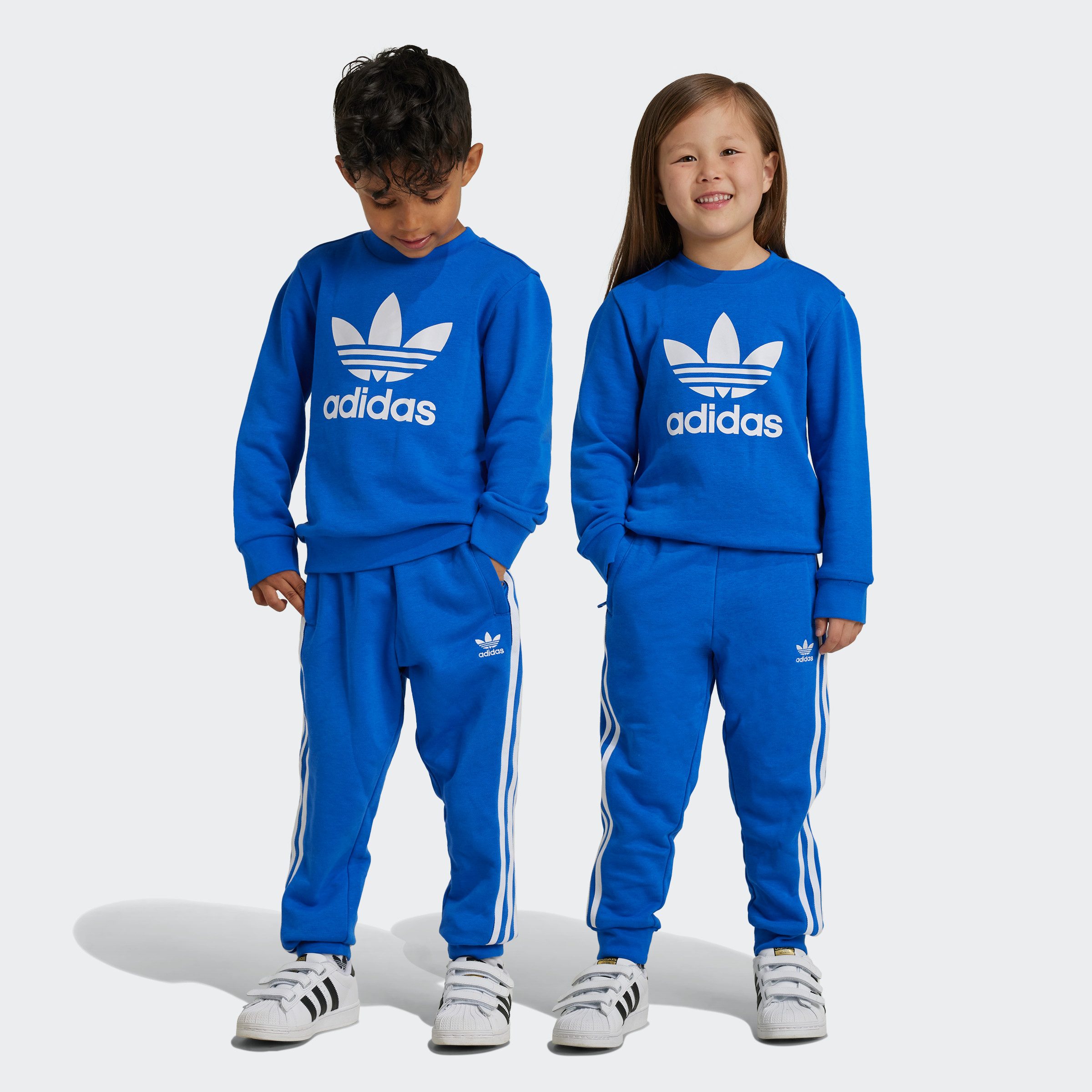 adidas Originals Trainingspak TREFOIL CREW SE (2-delig) kinderen trainingspakken maat 122 blauw