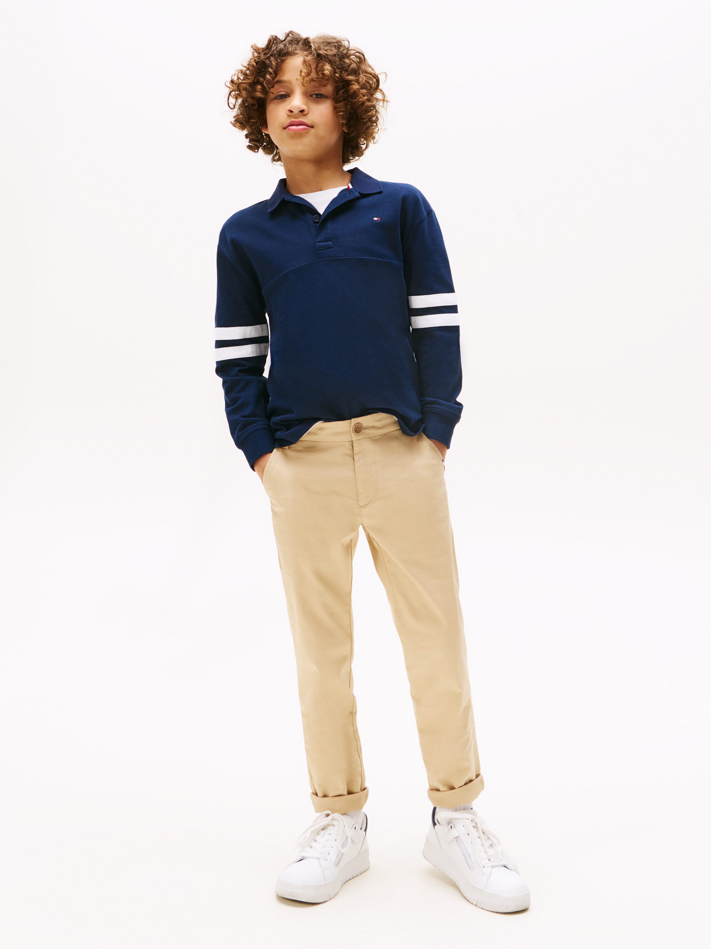 Tommy Hilfiger Poloshirt TH MIXED GRAPHIC POLO LS voor kinderen tot 16 jaar, met borduursel op de rug