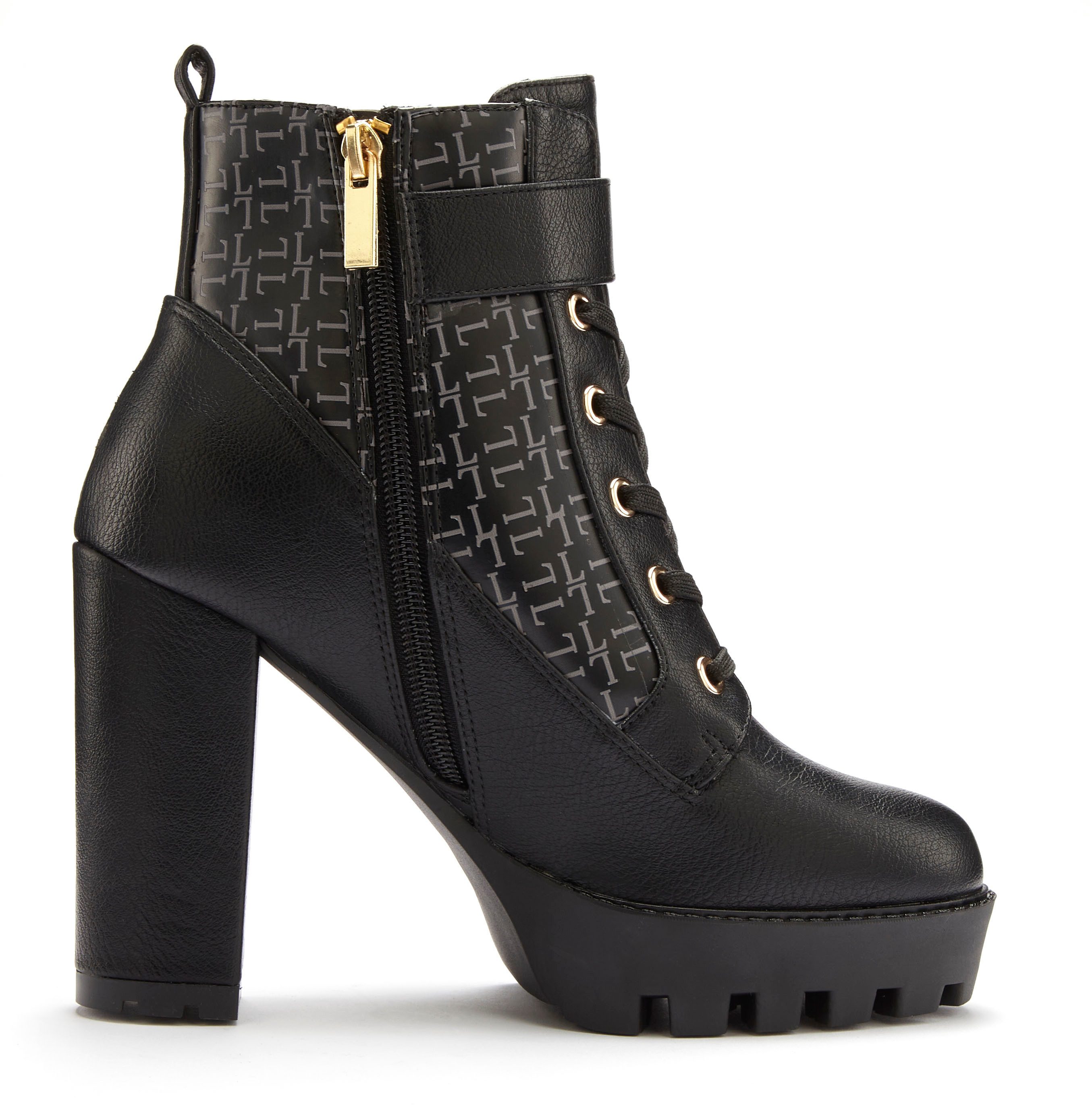 Lascana Laarsjes met blokhak en verfijnde patroon, high-heel enkellaars vegan