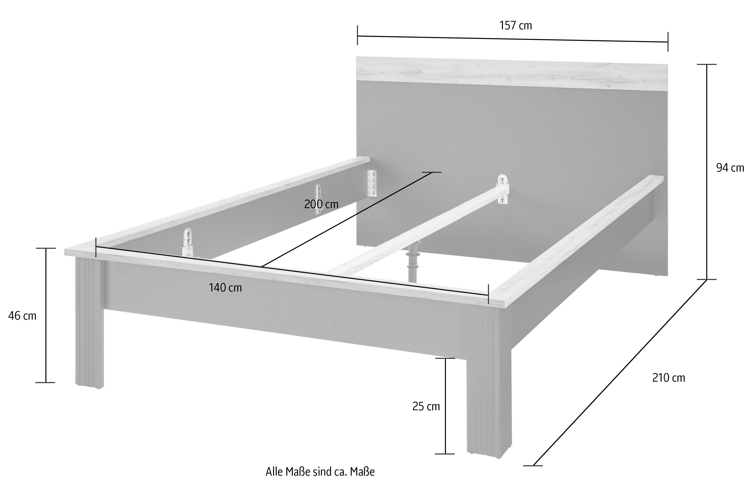 Home affaire 1-persoonsledikant WESTMINSTER bed in landelijke stijl, tweepersoonsbed, bedframe in verschillende kleuren beschikbaar, ligoppervlak 90/140/180x200 cm