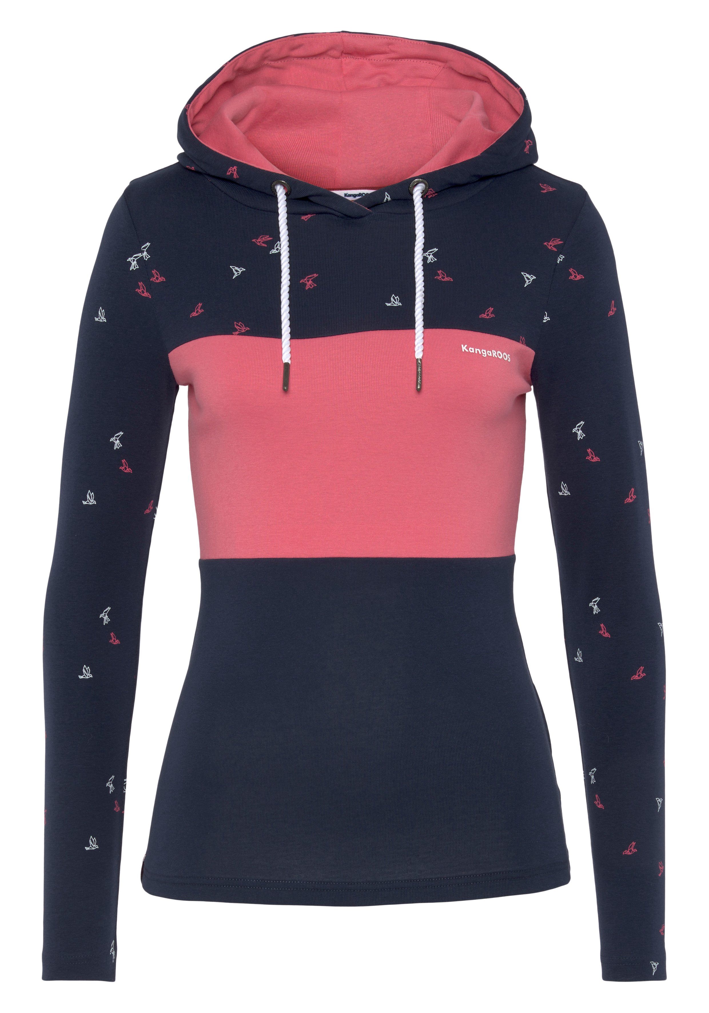 KangaROOS Capuchonshirt Lange mouwen, heupbedekkende snit, colourblocking-look