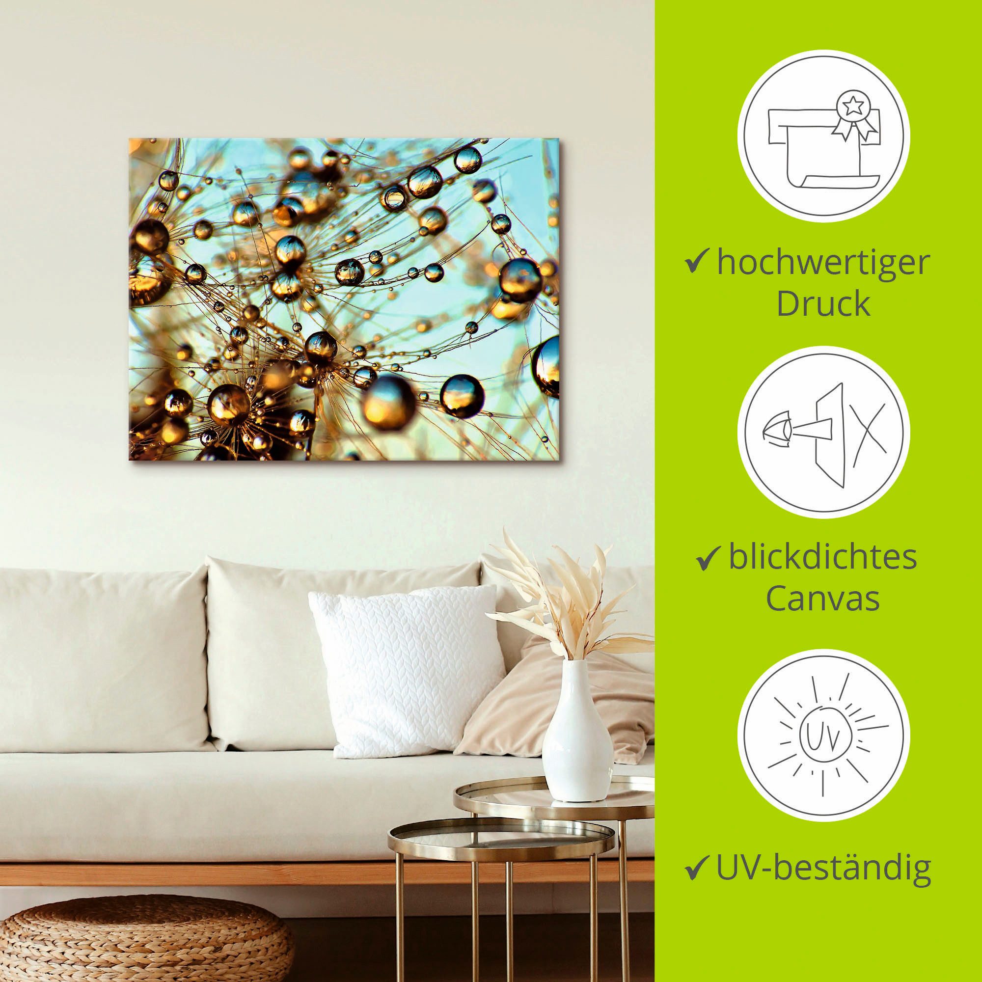 Artland Artprint op linnen Pluizenbol duizend druppel