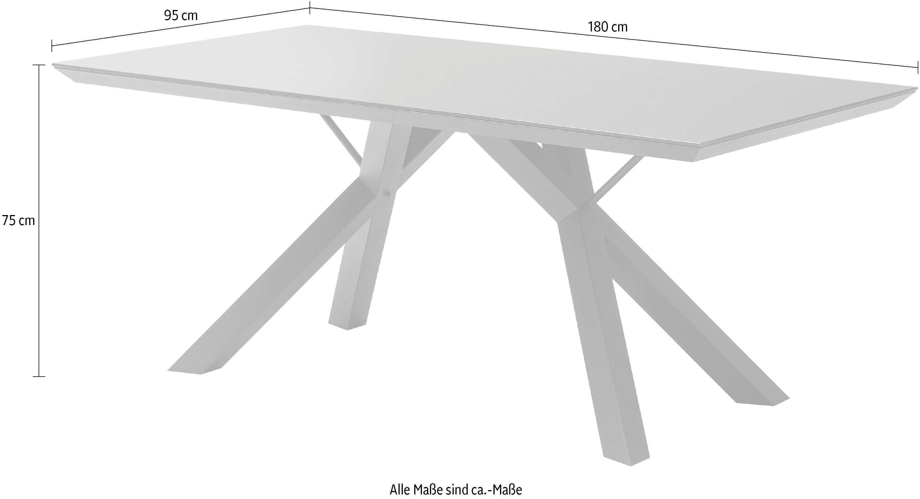 MCA furniture Eettafel Everett, TOPSELLER! met glazen blad, modern, onderhoudsvriendelijk, metalen frame