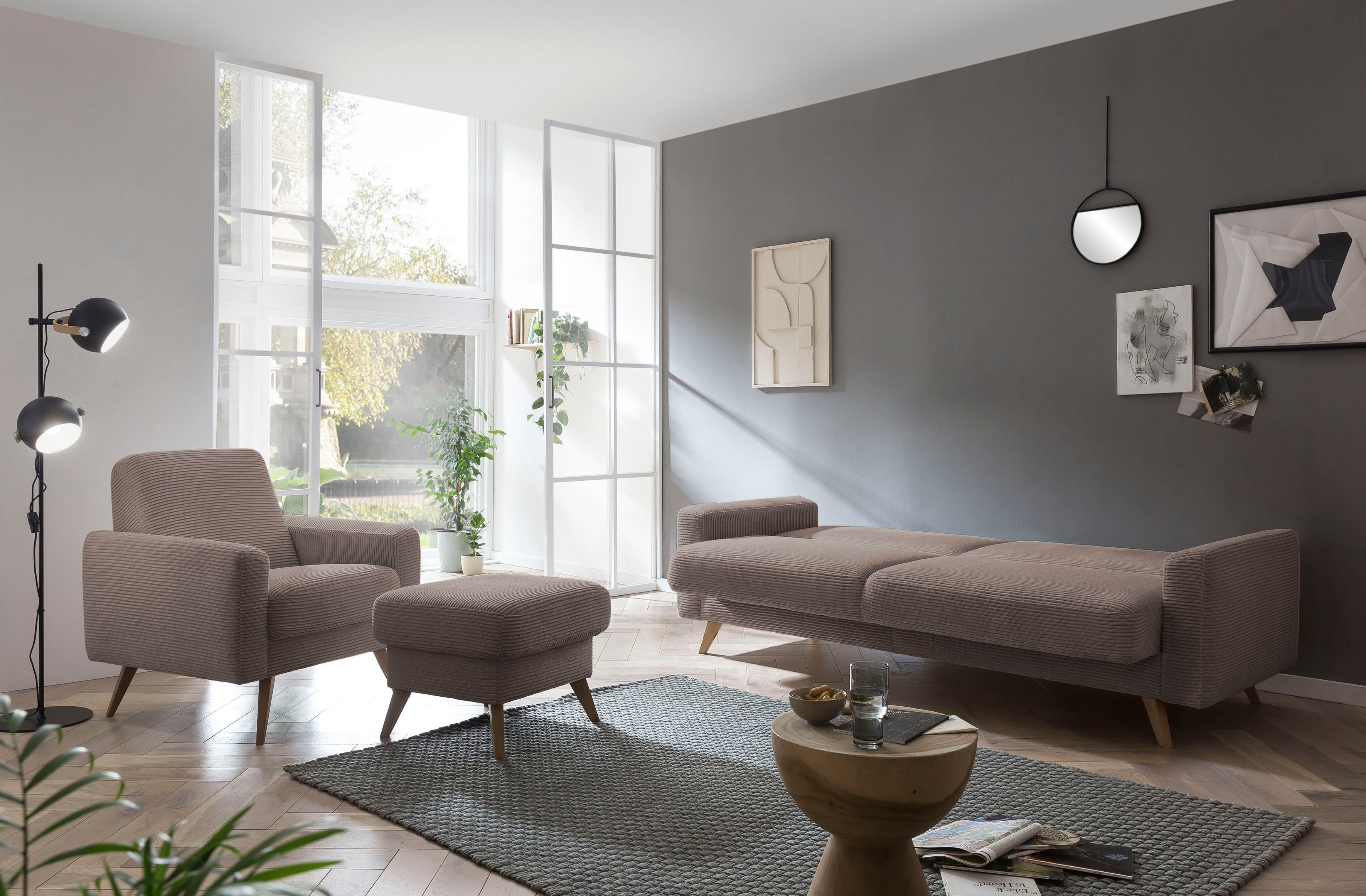 exxpo - sofa fashion 3-zitsbank Samso, elegant en comfortabel, actuele cord bekleding, kantelbank