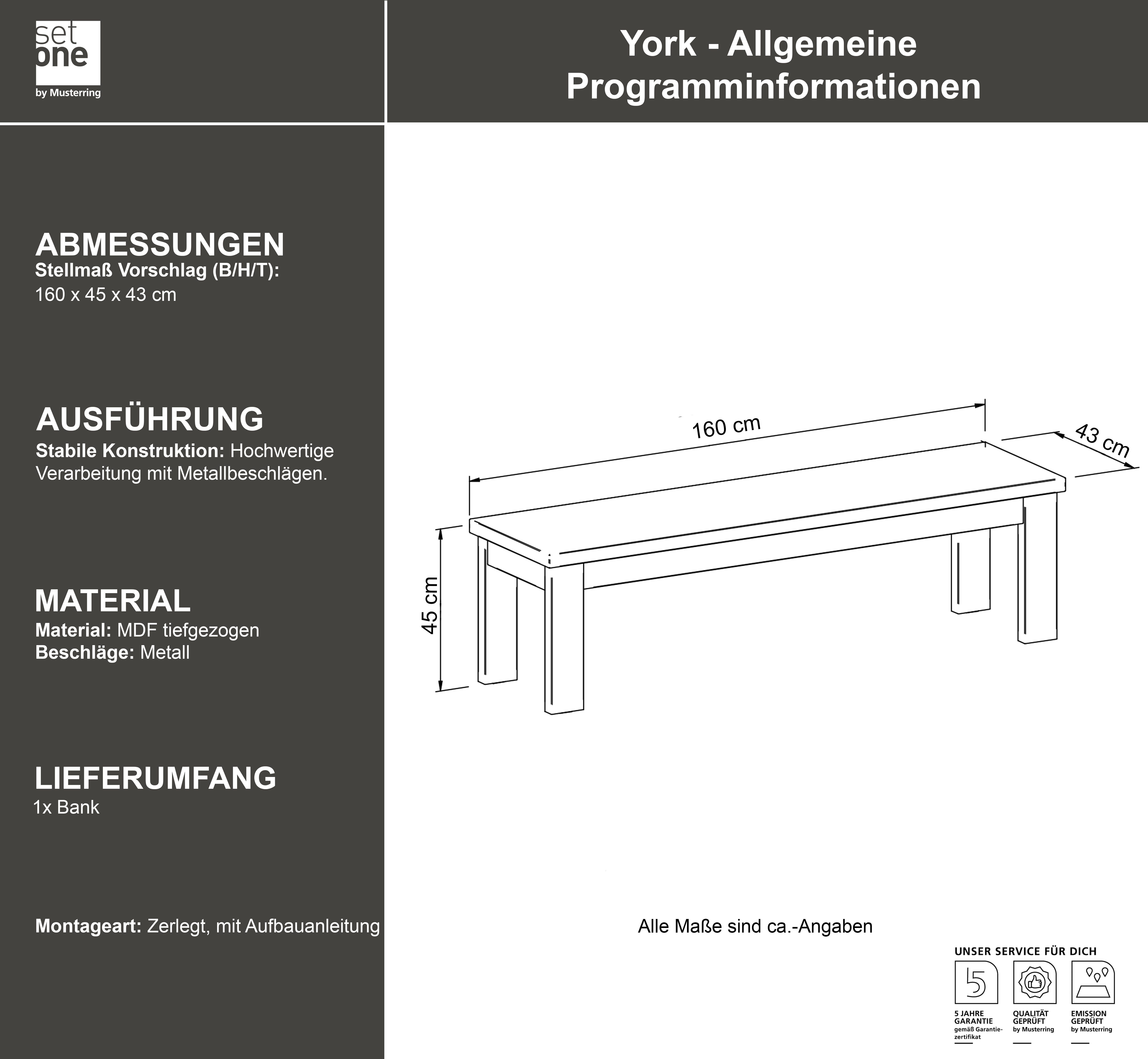 set one by Musterring Zitbank York Type 61, in 3 kleurvarianten, Landhuisstijl, Breedte 160 cm