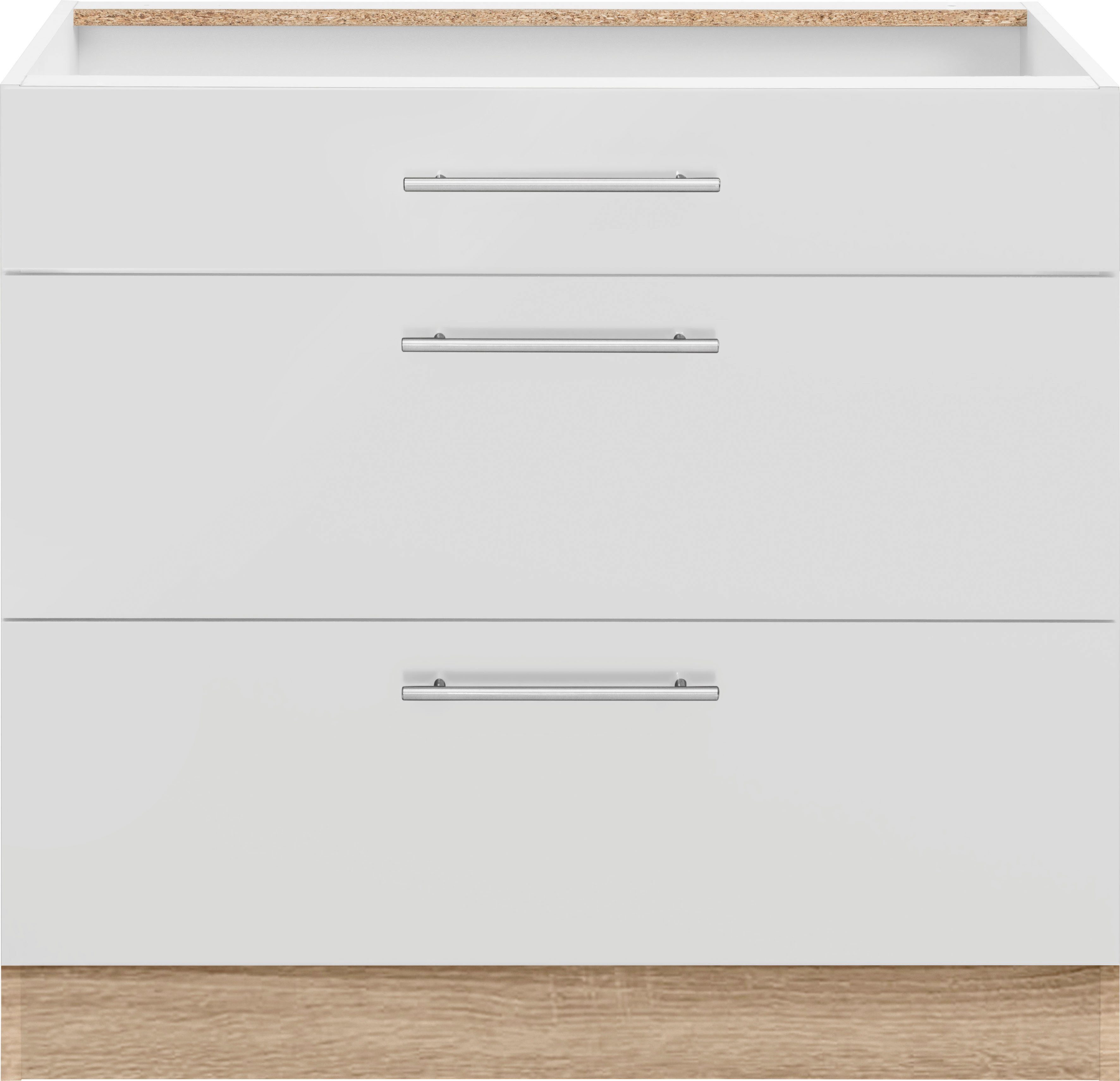 wiho Küchen Onderkast Cali 90 cm breed, met 2 grote laden zonder werkblad onderkasten beige