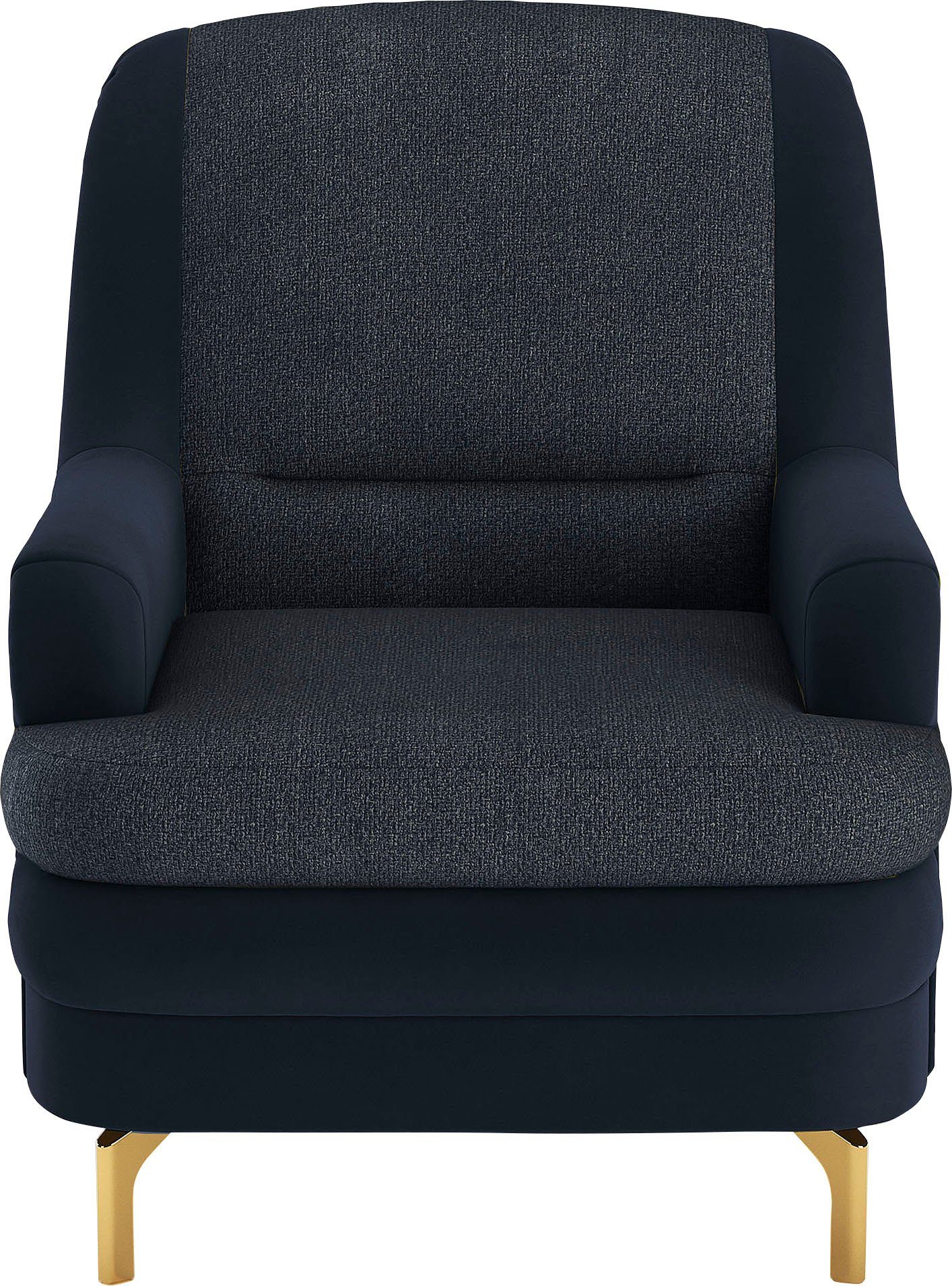 sit&more Fauteuil Oriënt inclusief 1 sierkussen met strassteentjes, goudkleurige metalen poten fauteuils blauw