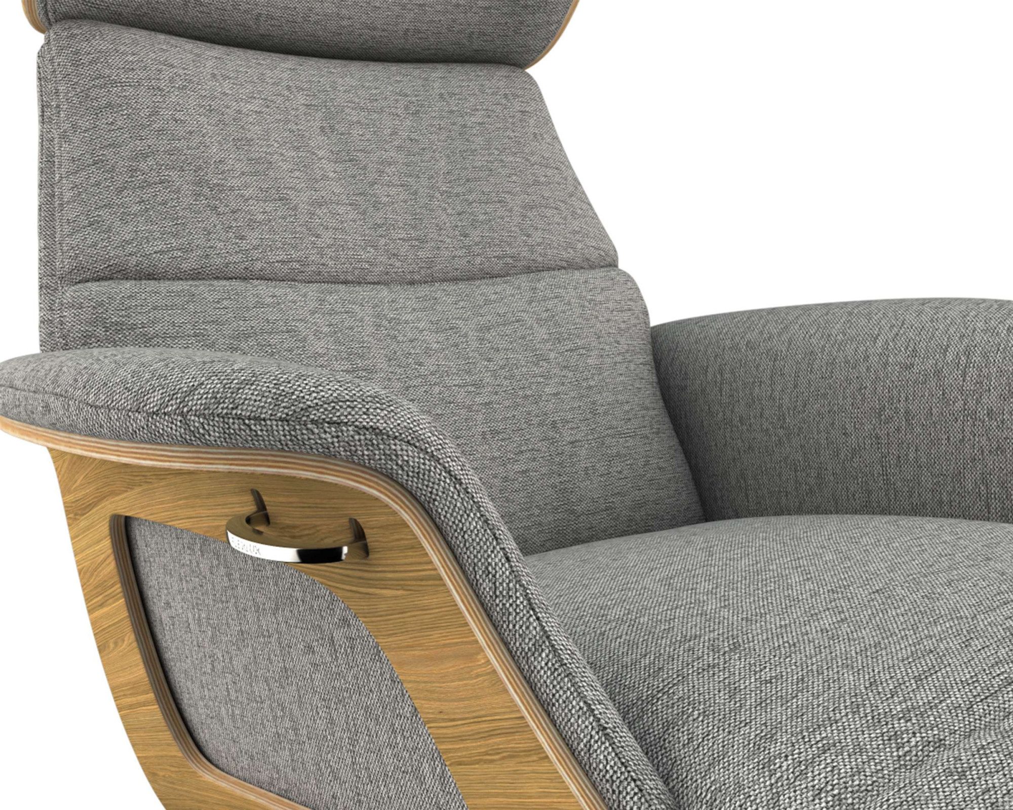 FLEXLUX Loungestoel Clement chaise longue, relaxstoel, ligstoel Rug- en hoofdsteunverstelling, armleuning, geolied eiken, voet van aluminium