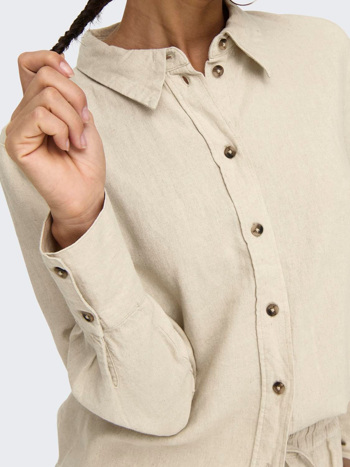 JDY Overhemdblouse JDYSAY L/S LINEN LOOSE SHIRT WVN NOOS