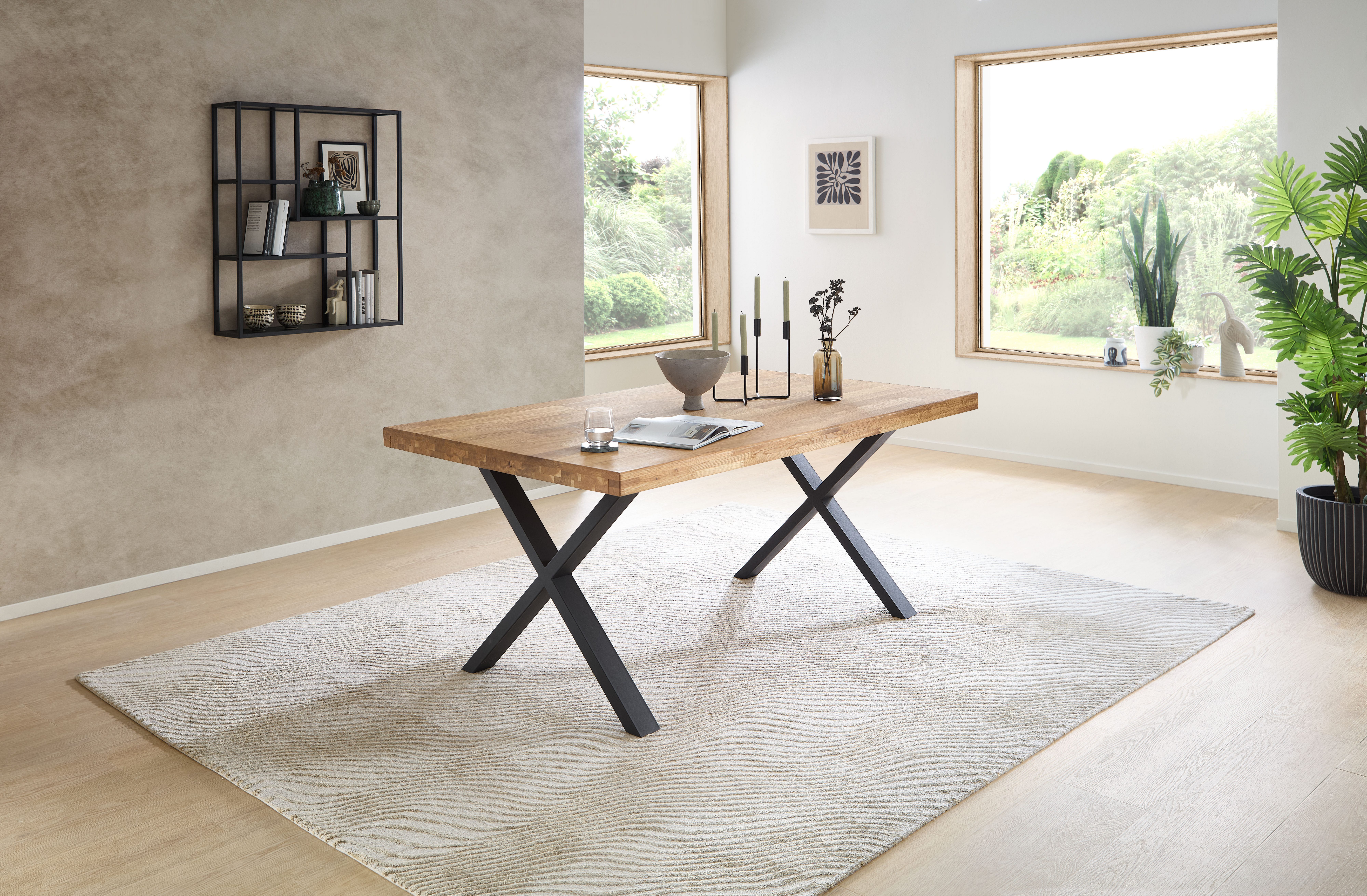 Stolkom Eettafel Chris eettafel eik massief hout, BxHxD 110x47x70 cm