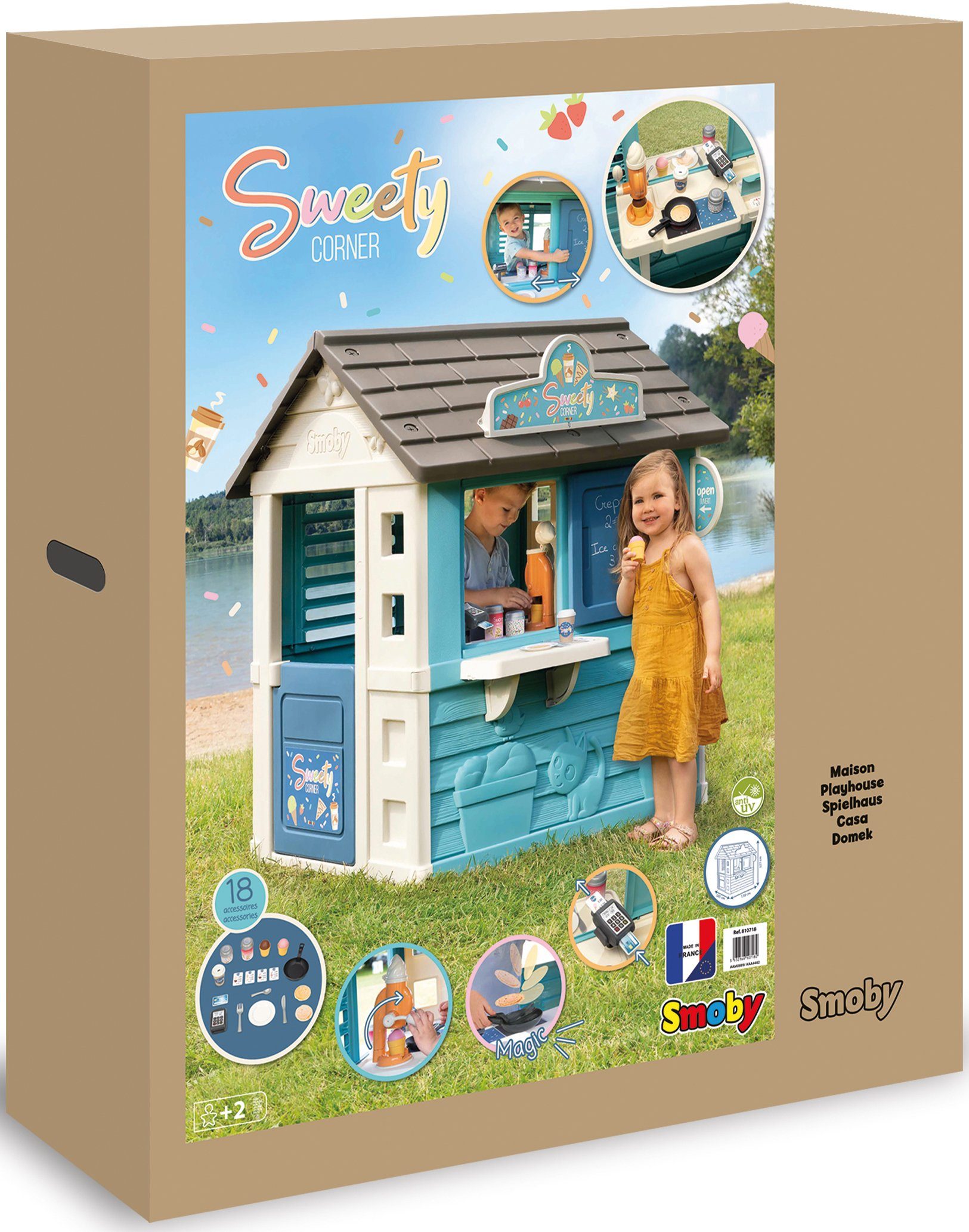 Smoby Speelhuis Sweety Corner met toonbank en veel accessoires